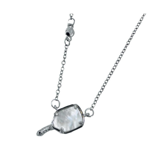 Tiny Silver Pickleball Paddle And Ball Necklace | Pickleball Jewelry | Fun Pickleball Gifts