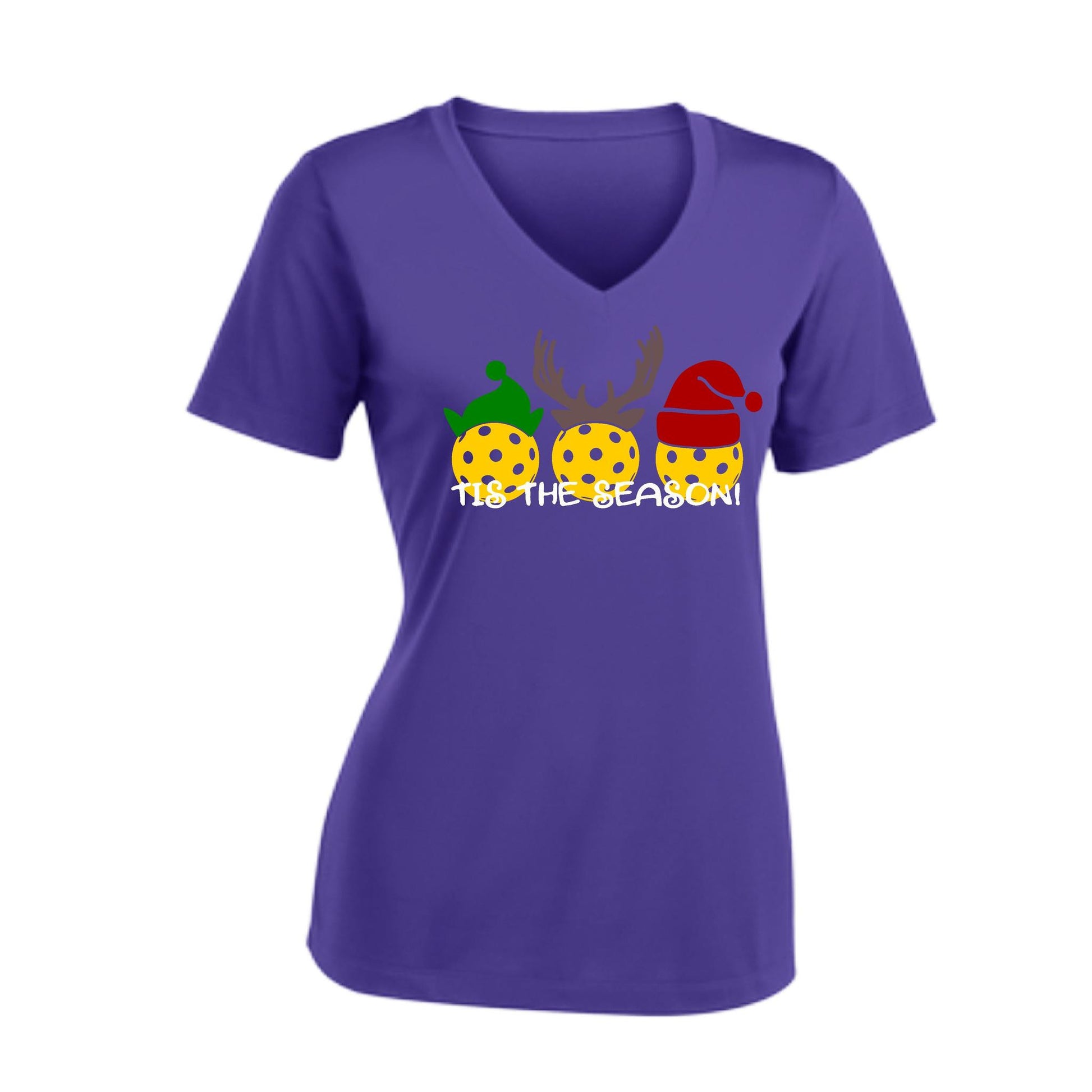 Tis the Season | Women's Short Sleeve V-Neck Pickleball Performance T-Shirts | 100% Polyester