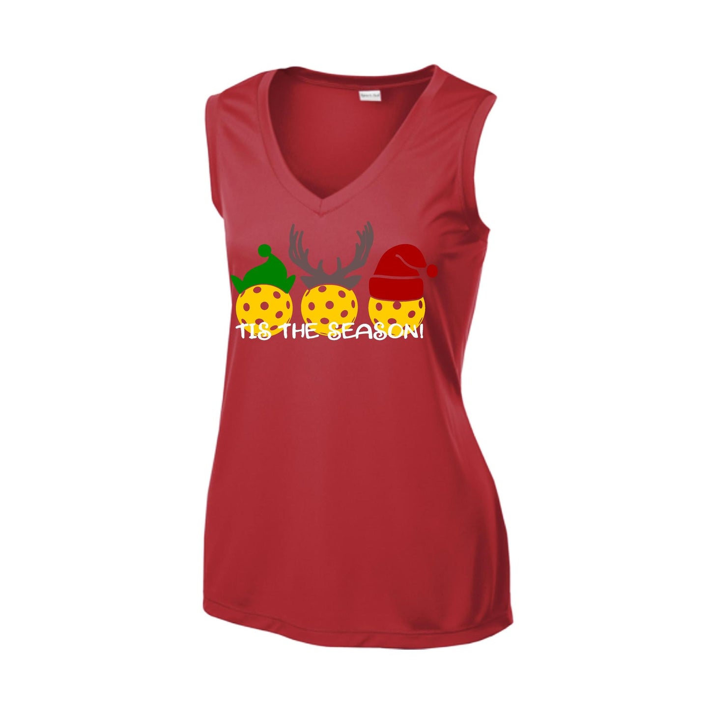 Tis the Season | Women’s Sleeveless Pickleball Performance T-Shirt | 100% Polyester