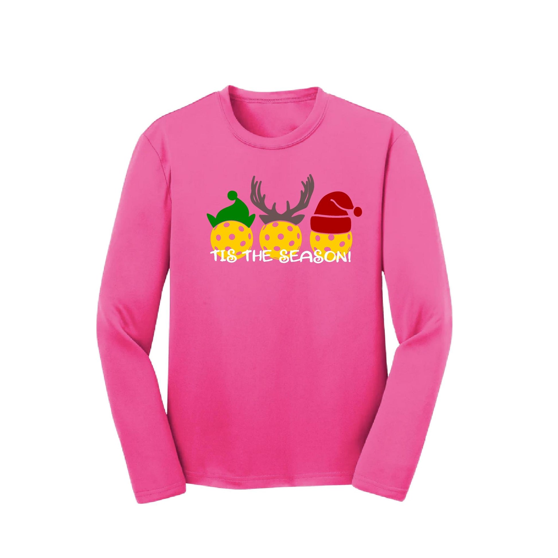 Tis the Season | Youth Long Sleeve Pickleball Performance T-Shirts | 100% Polyester