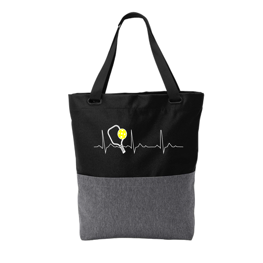 Pickleball Heartbeat EKG | Pickleball Sports Convertible Tote Bag | Medium Size Court Tote Bag