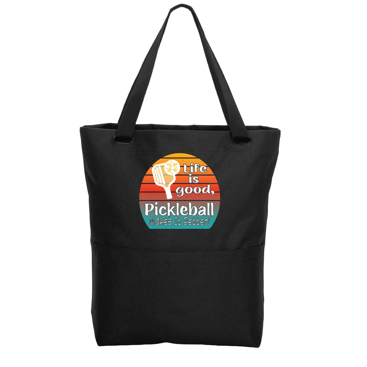 Life is Good Pickleball Makes it Better | Pickleball Sports Convertible Tote Bag | Medium Size Court Tote Bag