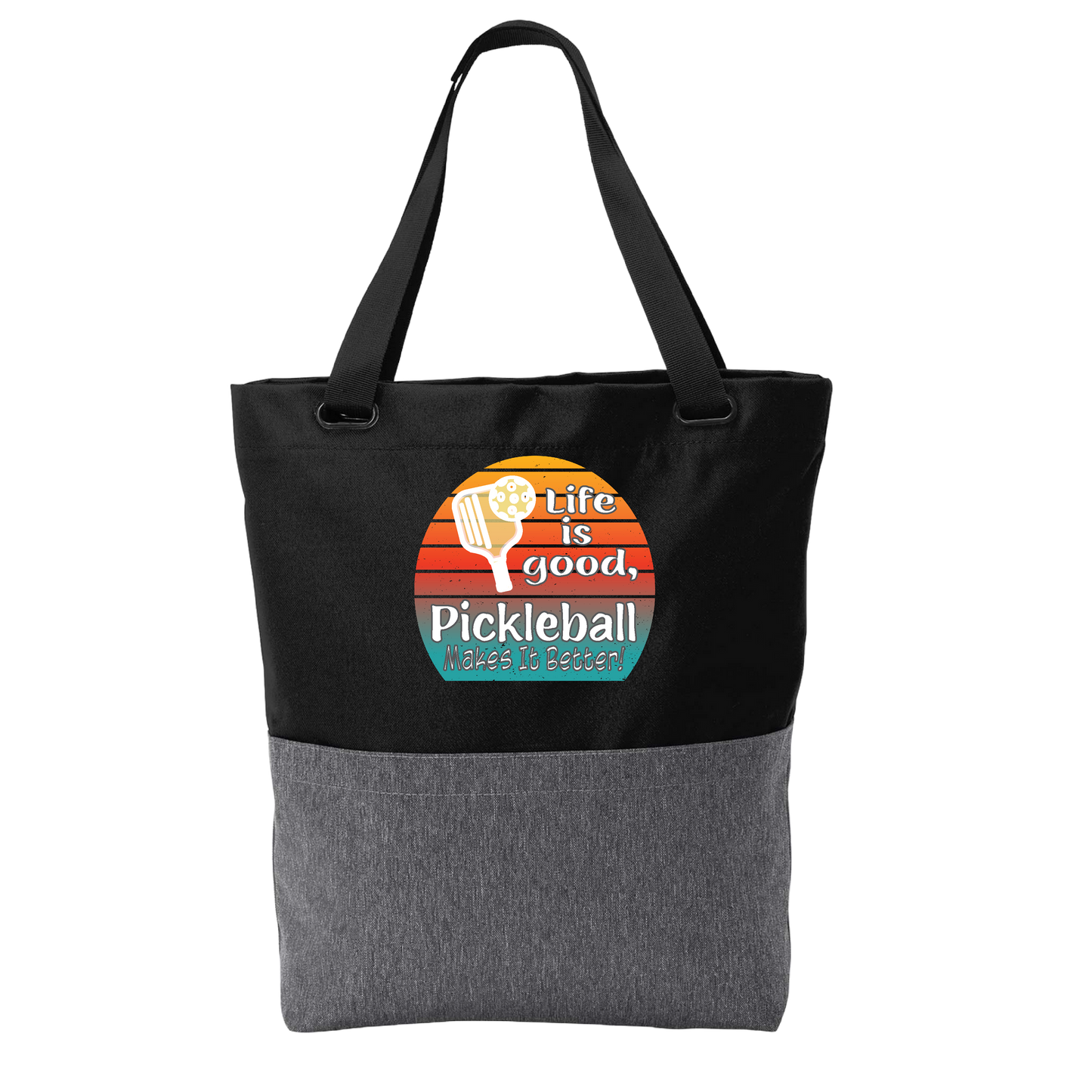 Life is Good Pickleball Makes it Better | Pickleball Sports Convertible Tote Bag | Medium Size Court Tote Bag