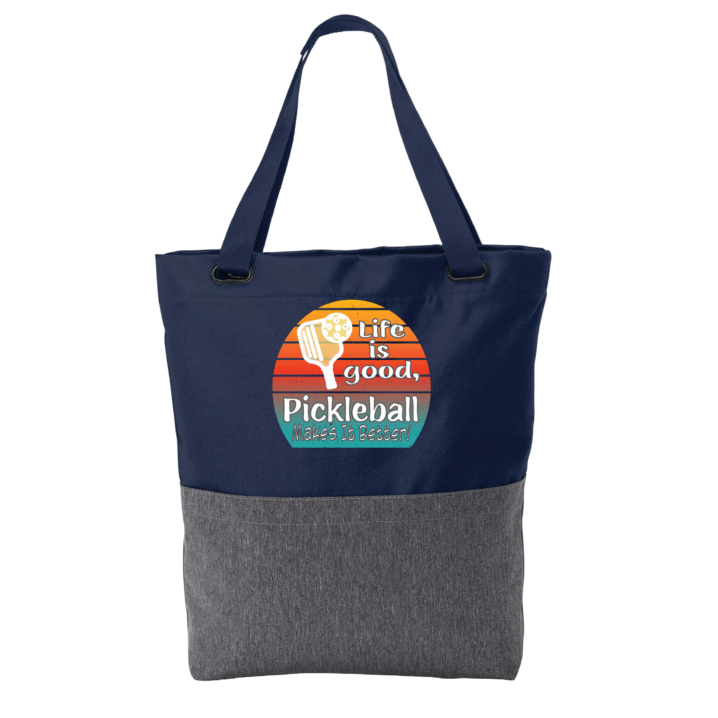 Life is Good Pickleball Makes it Better | Pickleball Sports Convertible Tote Bag | Medium Size Court Tote Bag