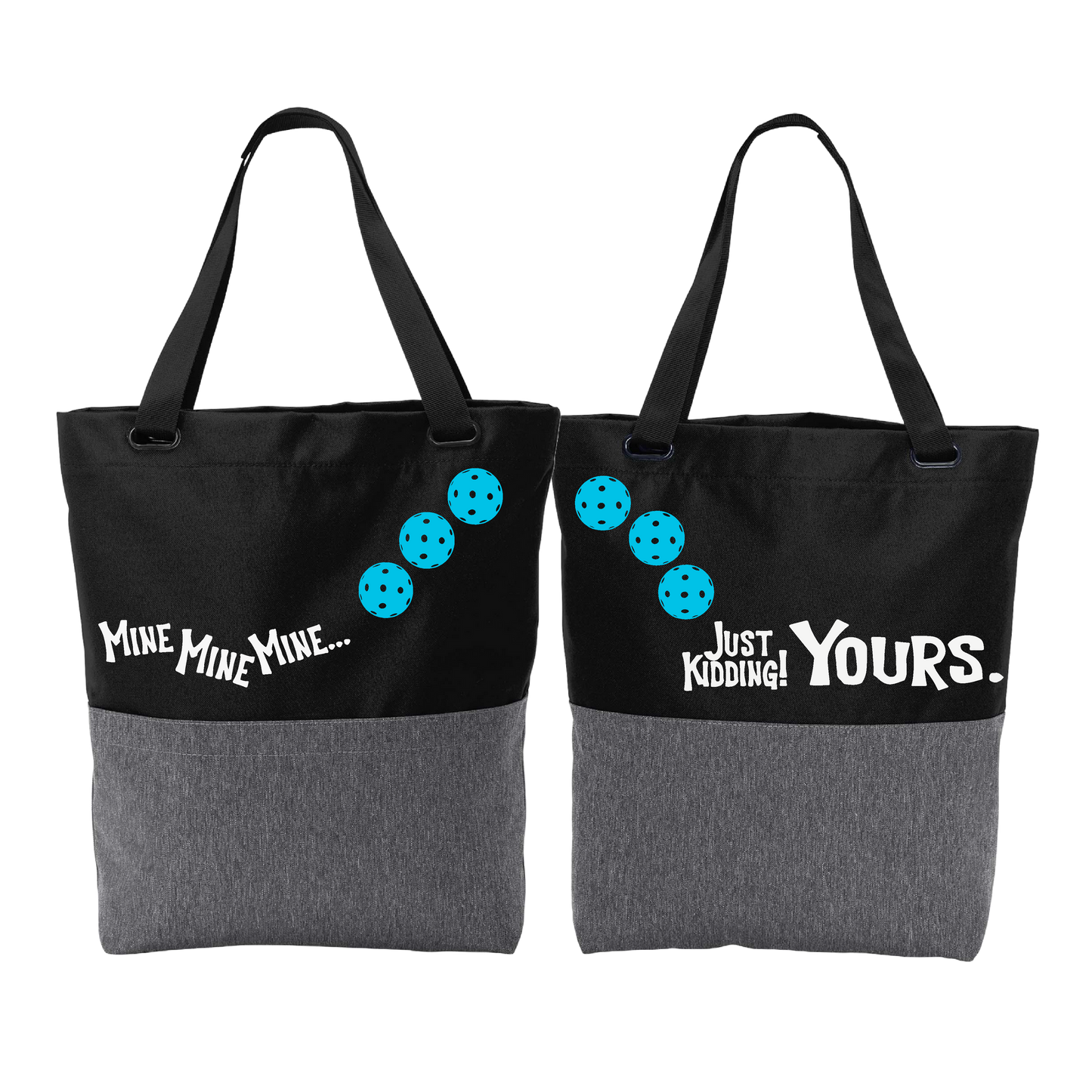 Mine JK Yours With Pickleballs (Customizable) | Pickleball Sports Convertible Tote Bag | Medium Size Court Tote Bag