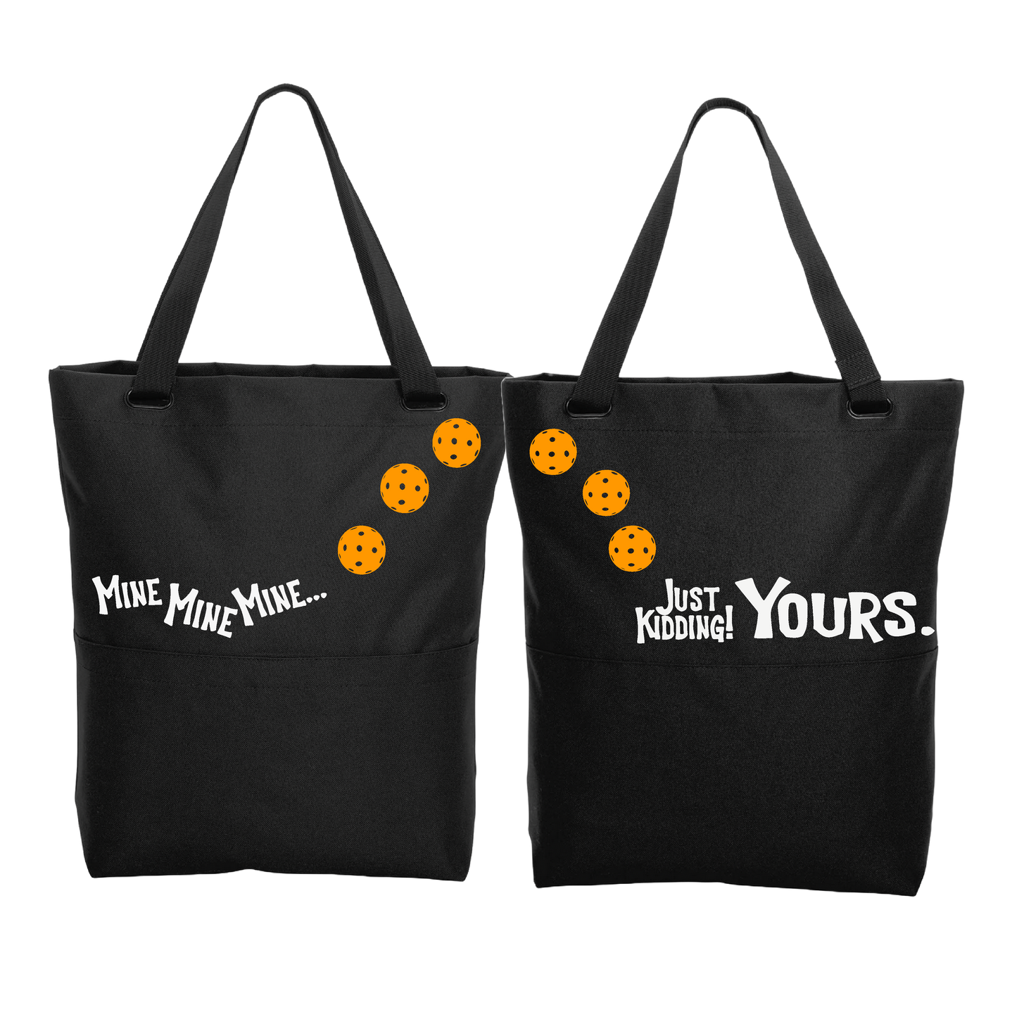 Mine JK Yours With Pickleballs (Customizable) | Pickleball Sports Convertible Tote Bag | Medium Size Court Tote Bag