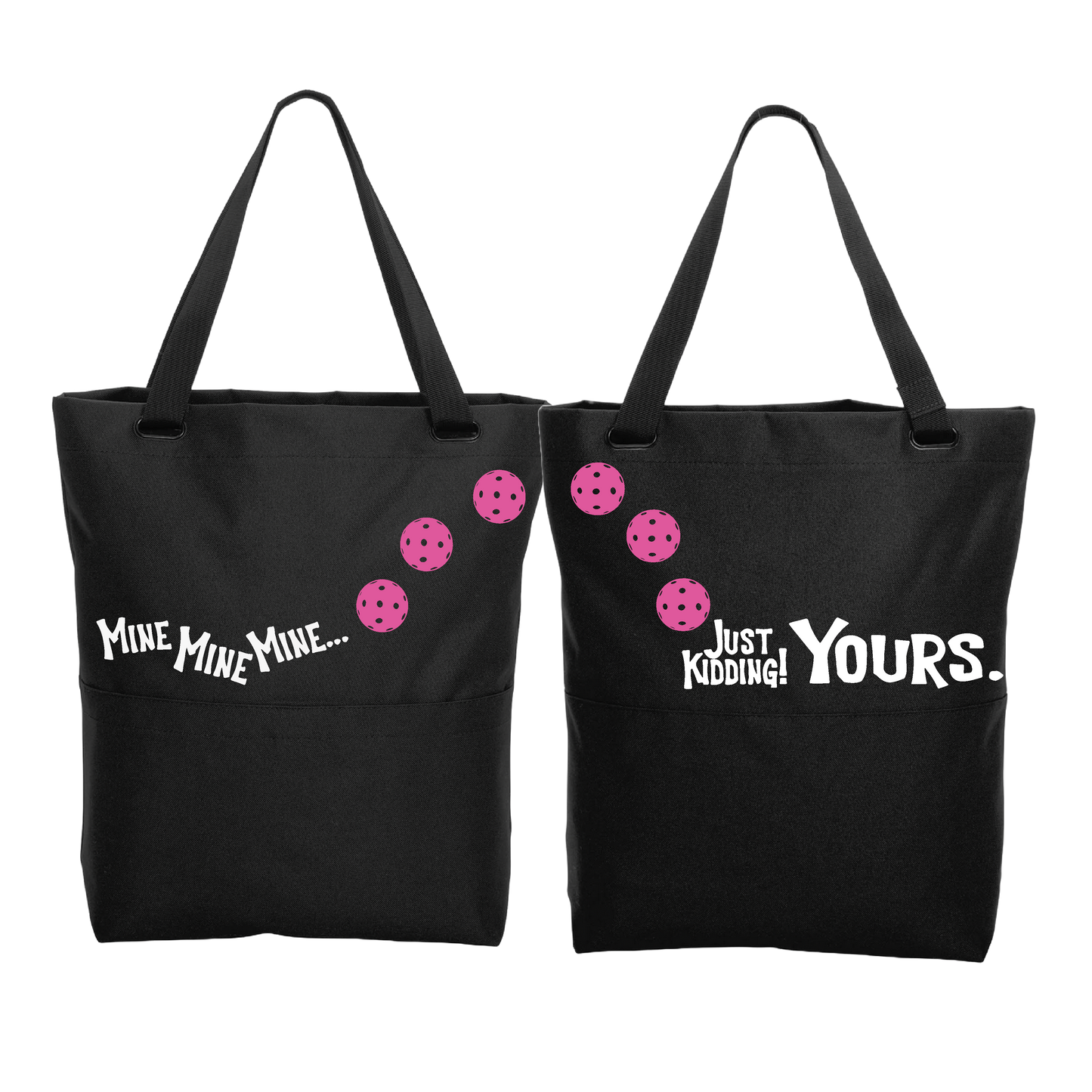 Mine JK Yours With Pickleballs (Customizable) | Pickleball Sports Convertible Tote Bag | Medium Size Court Tote Bag