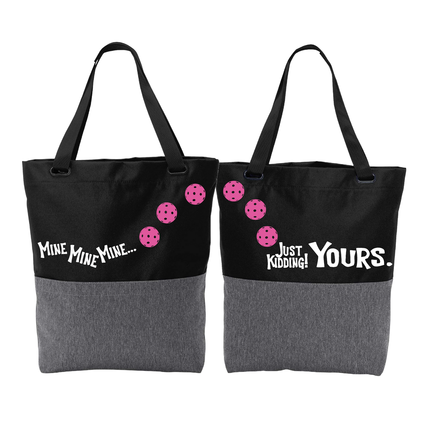 Mine JK Yours With Pickleballs (Customizable) | Pickleball Sports Convertible Tote Bag | Medium Size Court Tote Bag