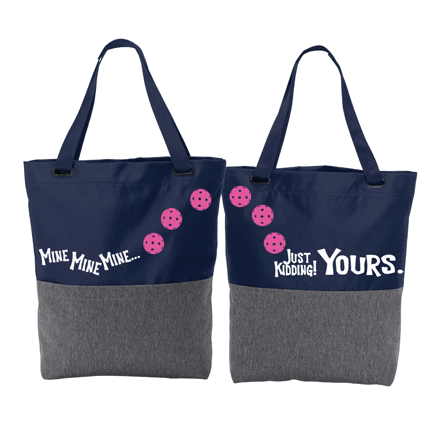 Mine JK Yours With Pickleballs (Customizable) | Pickleball Sports Convertible Tote Bag | Medium Size Court Tote Bag