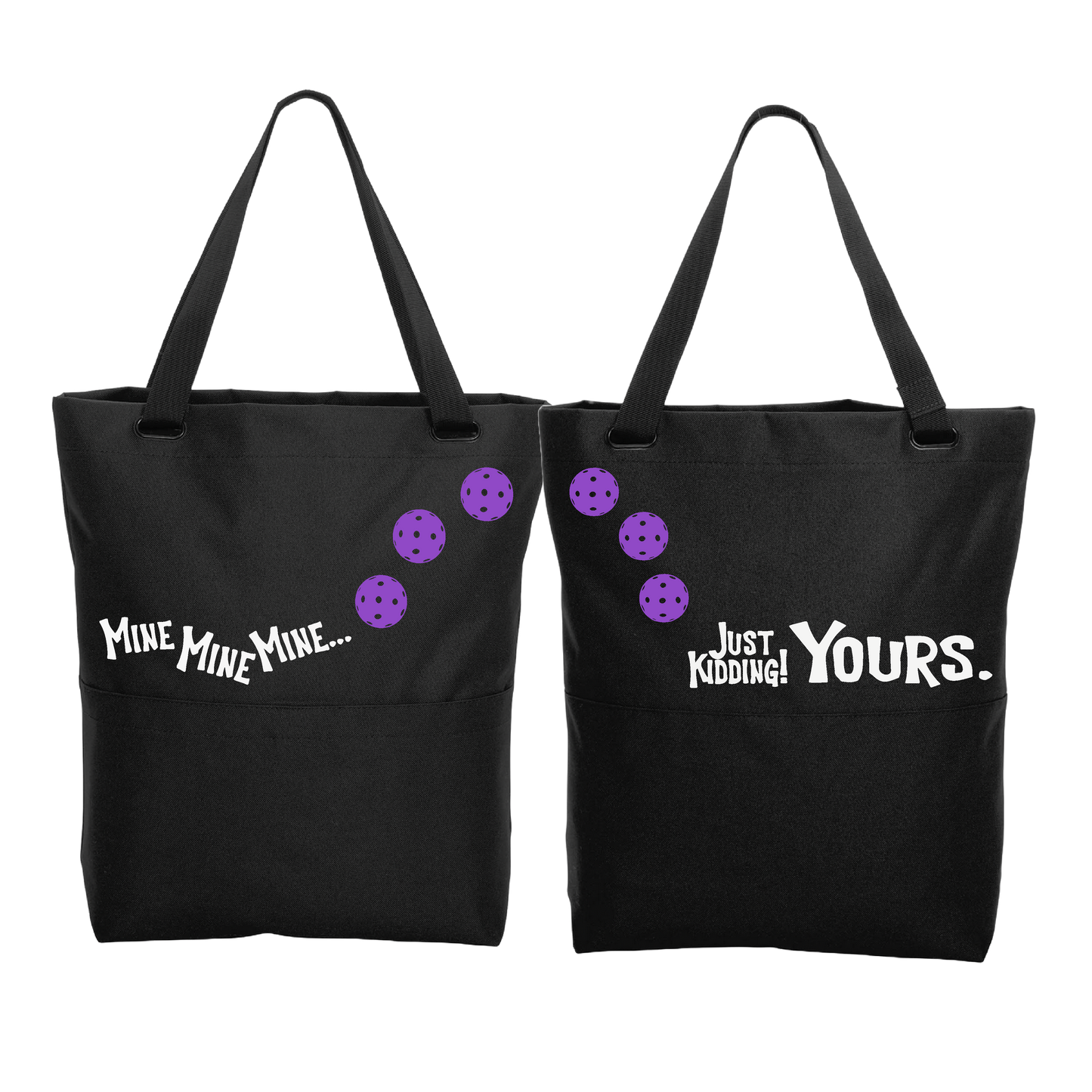 Mine JK Yours With Pickleballs (Customizable) | Pickleball Sports Convertible Tote Bag | Medium Size Court Tote Bag