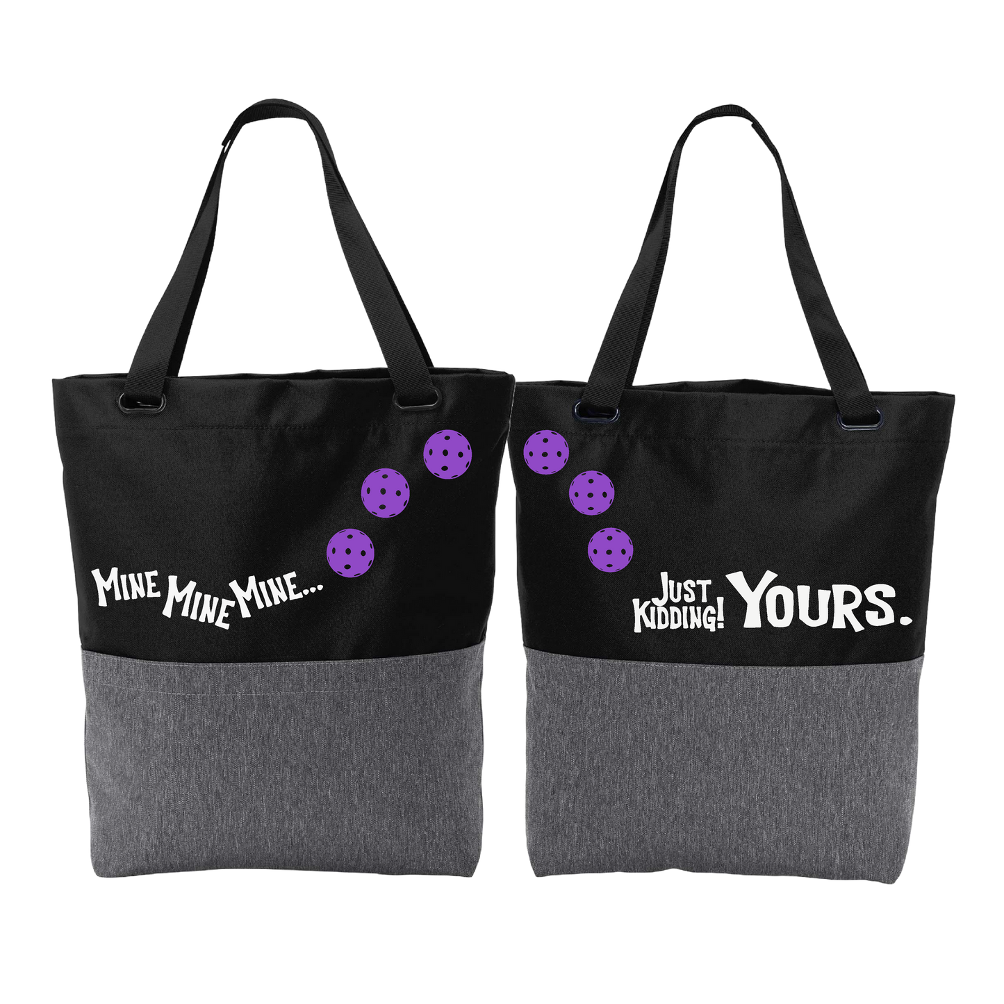 Mine JK Yours With Pickleballs (Customizable) | Pickleball Sports Convertible Tote Bag | Medium Size Court Tote Bag