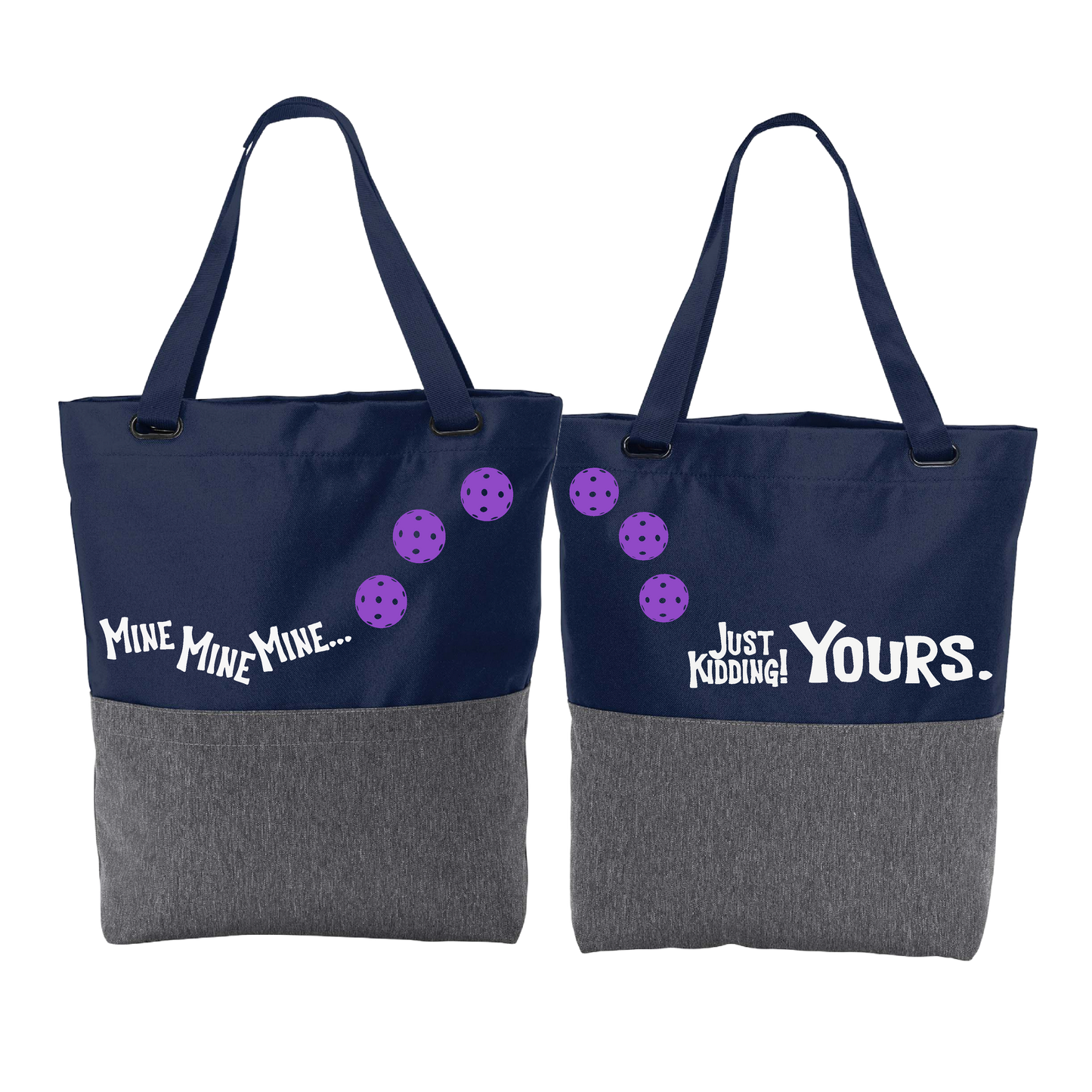 Mine JK Yours With Pickleballs (Customizable) | Pickleball Sports Convertible Tote Bag | Medium Size Court Tote Bag