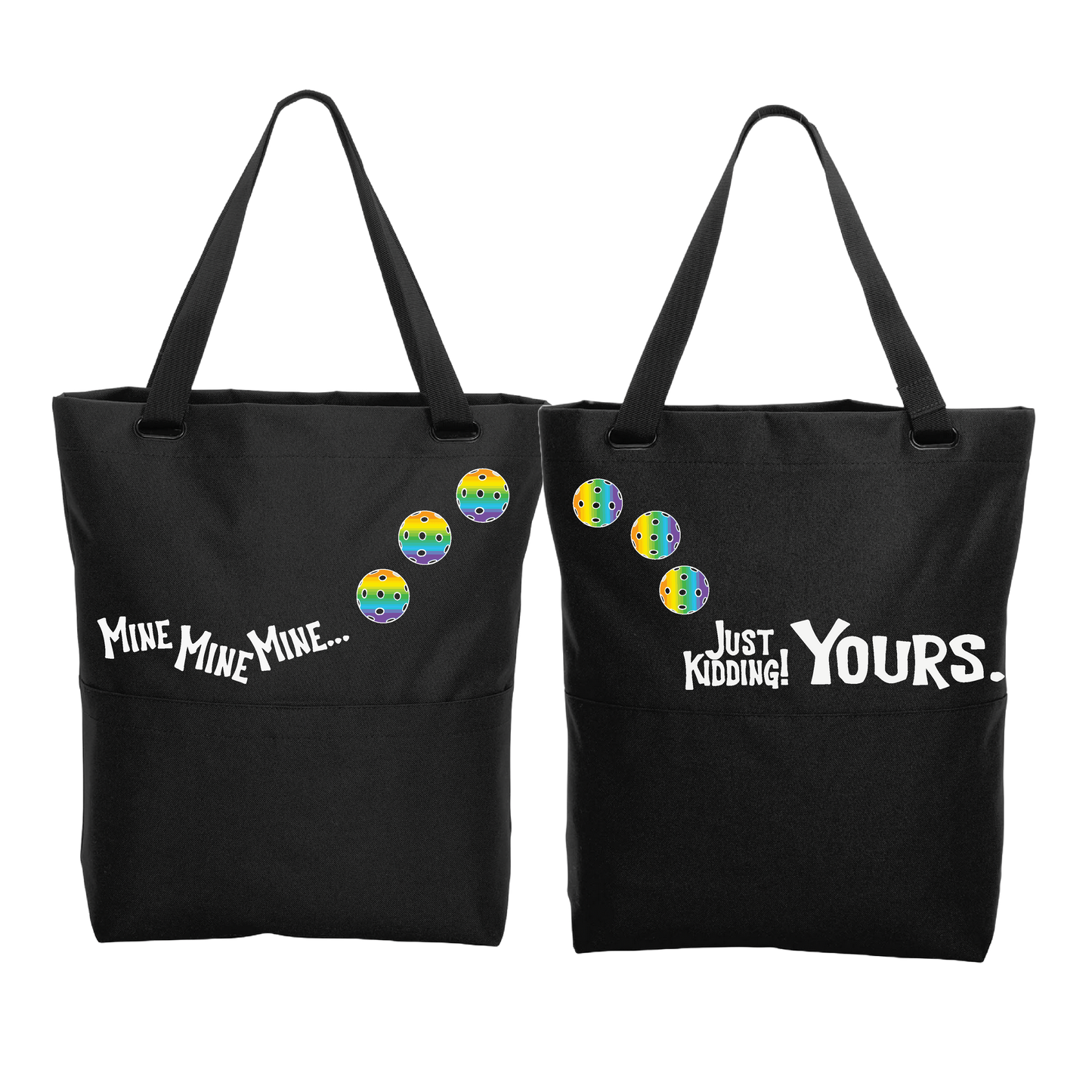 Mine JK Yours With Pickleballs (Customizable) | Pickleball Sports Convertible Tote Bag | Medium Size Court Tote Bag