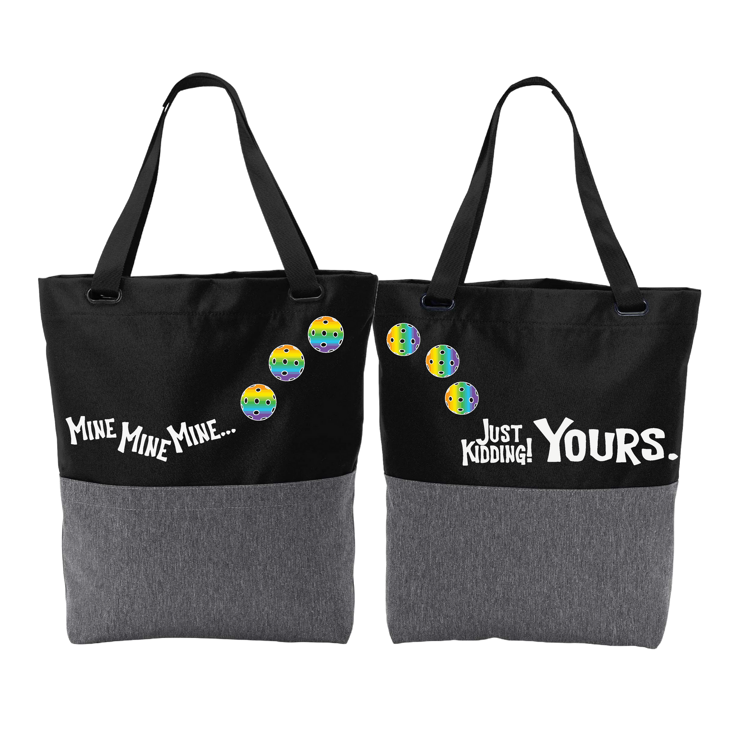 Mine JK Yours With Pickleballs (Customizable) | Pickleball Sports Convertible Tote Bag | Medium Size Court Tote Bag