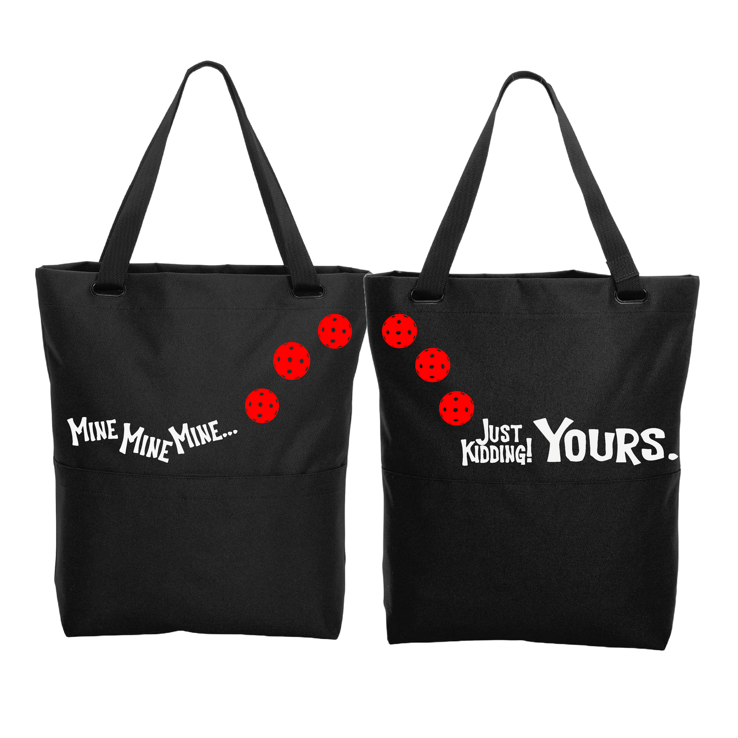 Mine JK Yours With Pickleballs (Customizable) | Pickleball Sports Convertible Tote Bag | Medium Size Court Tote Bag