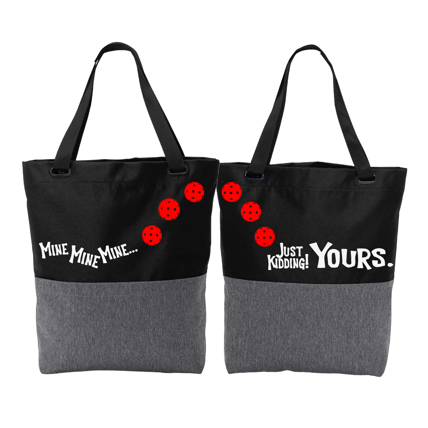 Mine JK Yours With Pickleballs (Customizable) | Pickleball Sports Convertible Tote Bag | Medium Size Court Tote Bag