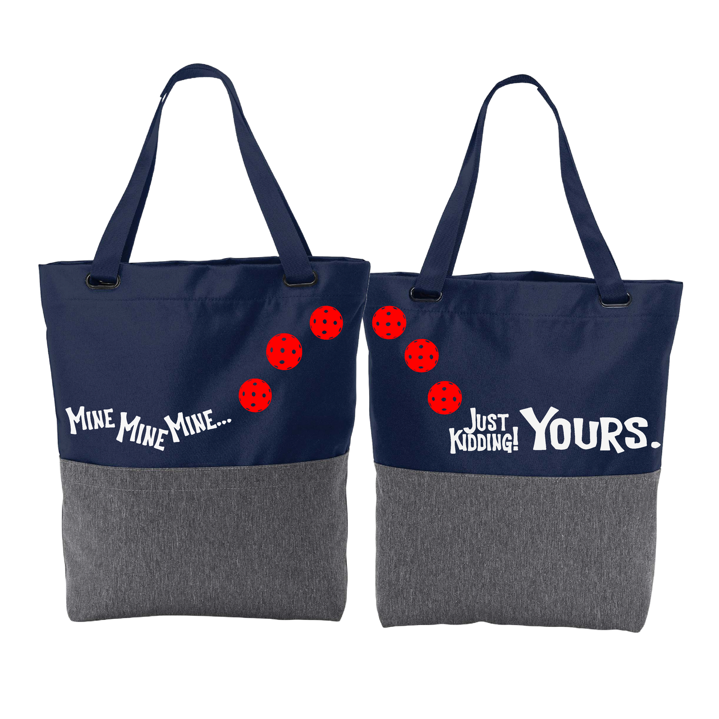 Mine JK Yours With Pickleballs (Customizable) | Pickleball Sports Convertible Tote Bag | Medium Size Court Tote Bag