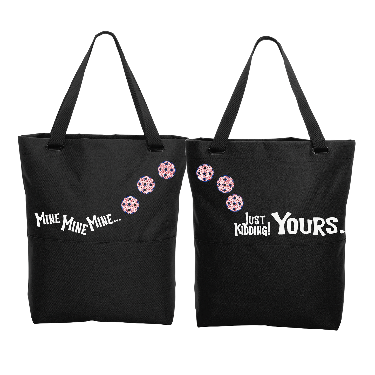 Mine JK Yours With Pickleballs (Customizable) | Pickleball Sports Convertible Tote Bag | Medium Size Court Tote Bag