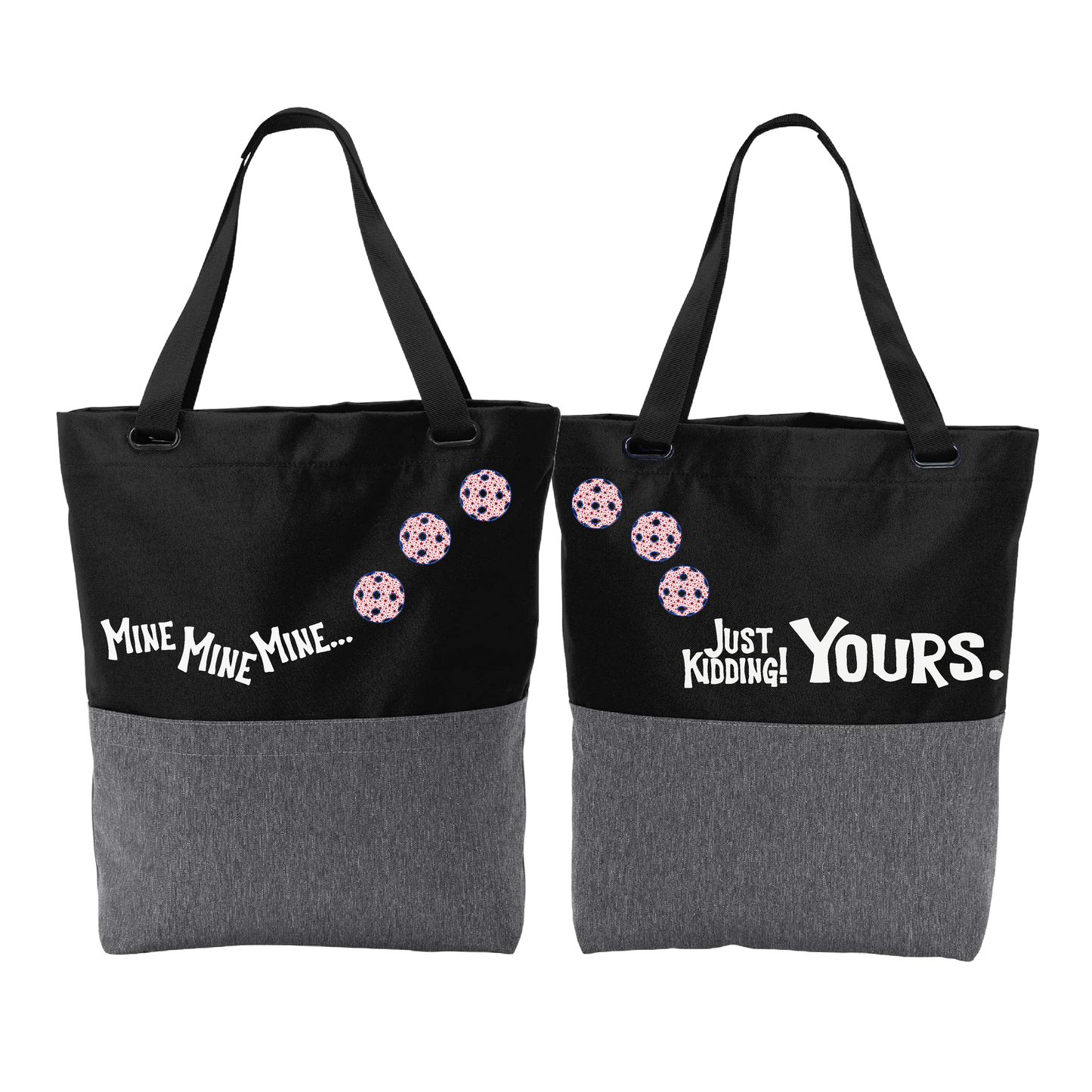 Mine JK Yours With Pickleballs (Customizable) | Pickleball Sports Convertible Tote Bag | Medium Size Court Tote Bag