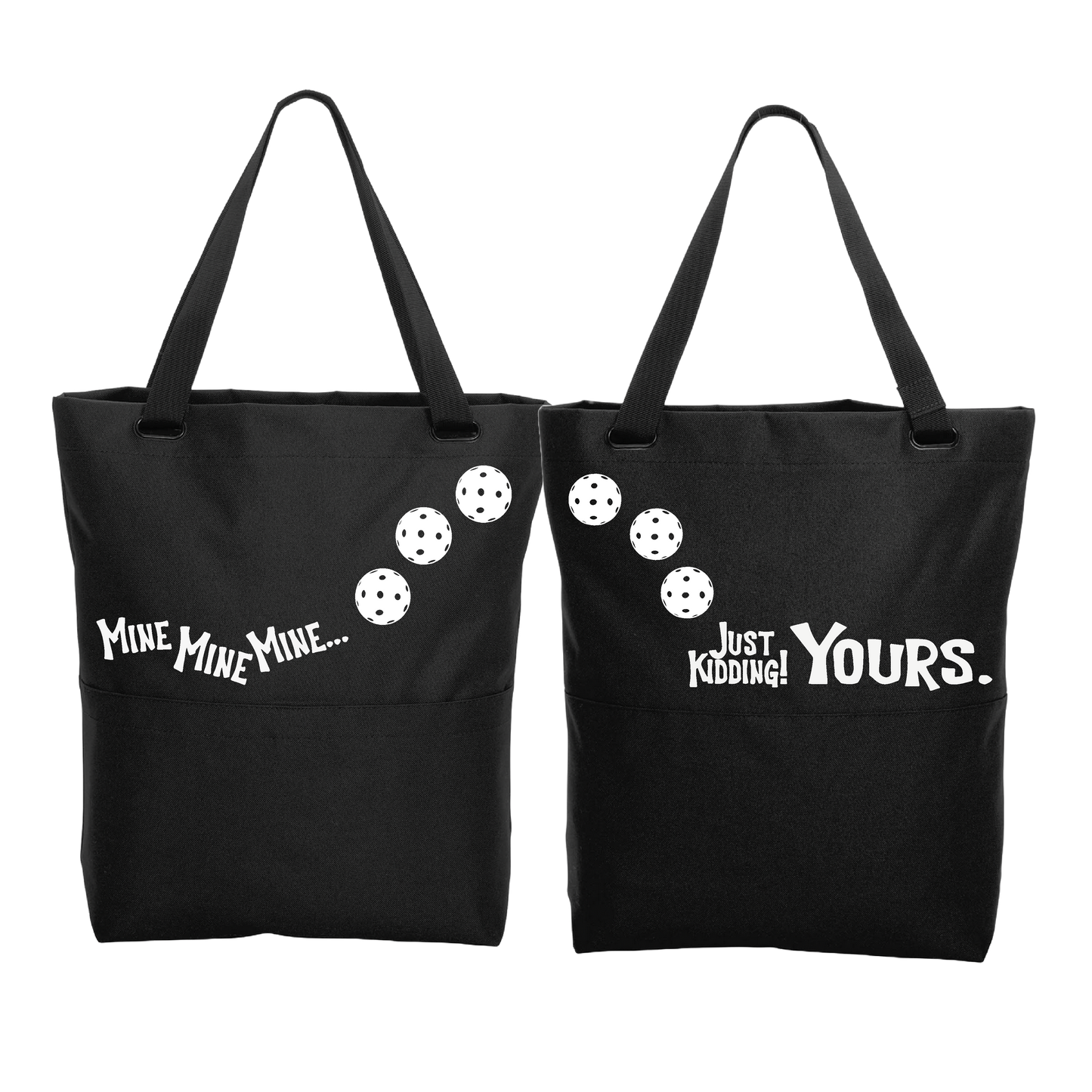 Mine JK Yours With Pickleballs (Customizable) | Pickleball Sports Convertible Tote Bag | Medium Size Court Tote Bag