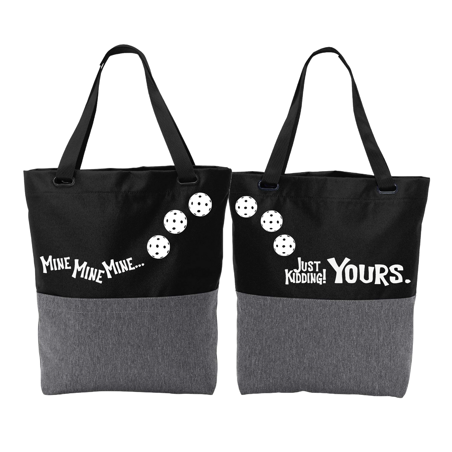 Mine JK Yours With Pickleballs (Customizable) | Pickleball Sports Convertible Tote Bag | Medium Size Court Tote Bag