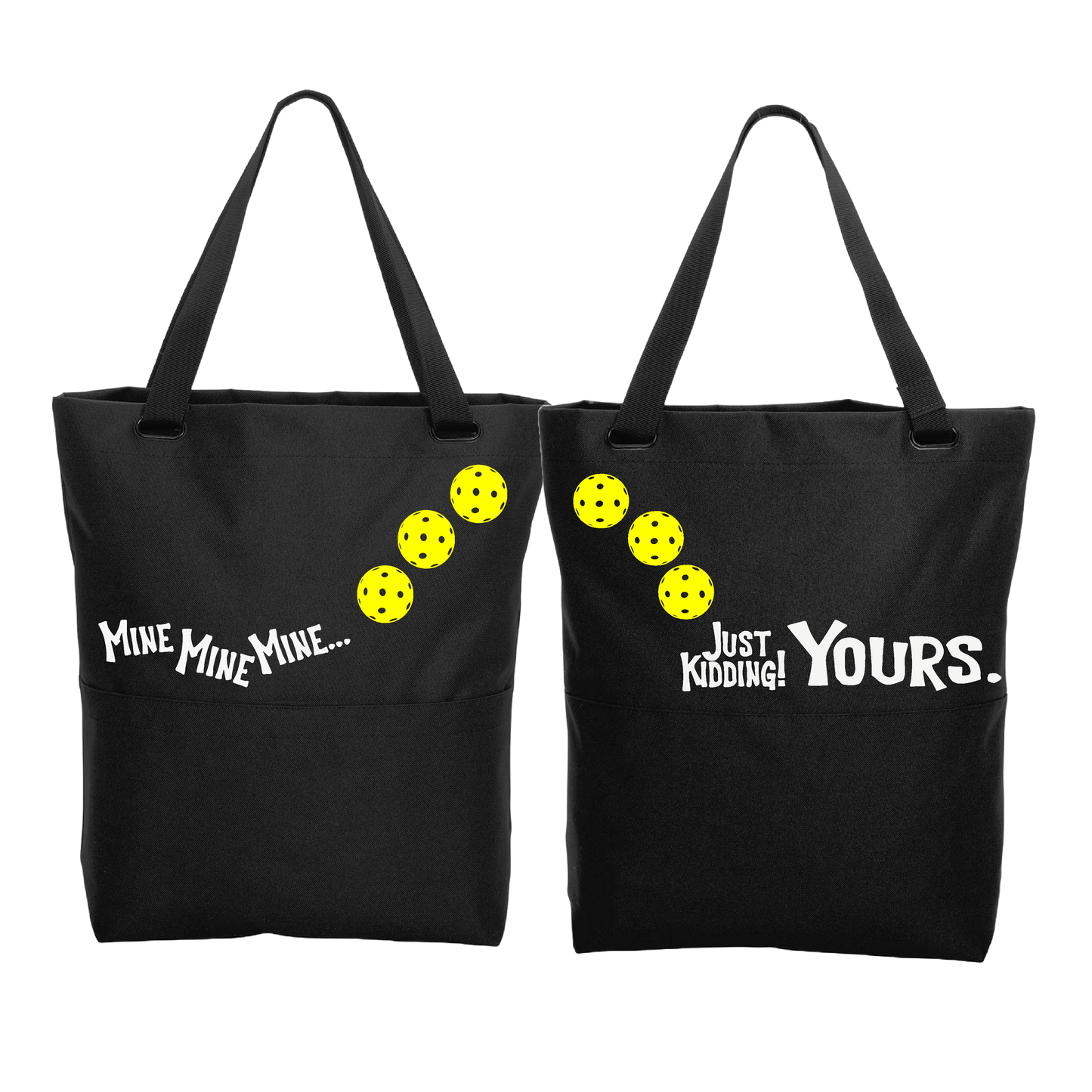 Mine JK Yours With Pickleballs (Customizable) | Pickleball Sports Convertible Tote Bag | Medium Size Court Tote Bag