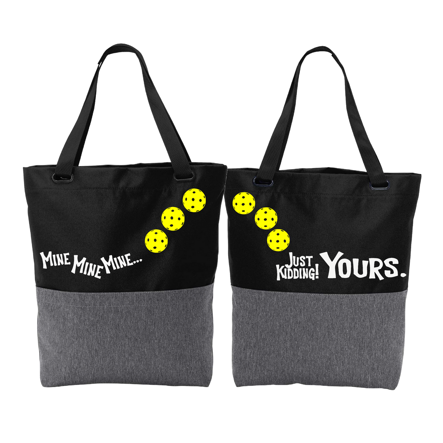 Mine JK Yours With Pickleballs (Customizable) | Pickleball Sports Convertible Tote Bag | Medium Size Court Tote Bag