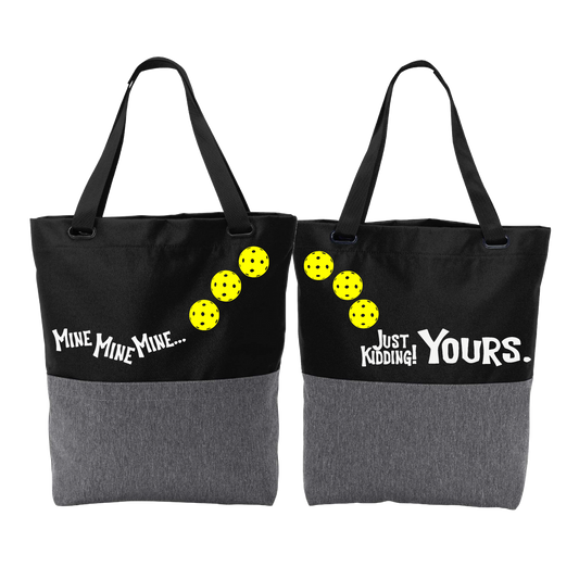 Mine JK Yours With Pickleballs (Customizable) | Pickleball Sports Convertible Tote Bag | Medium Size Court Tote Bag