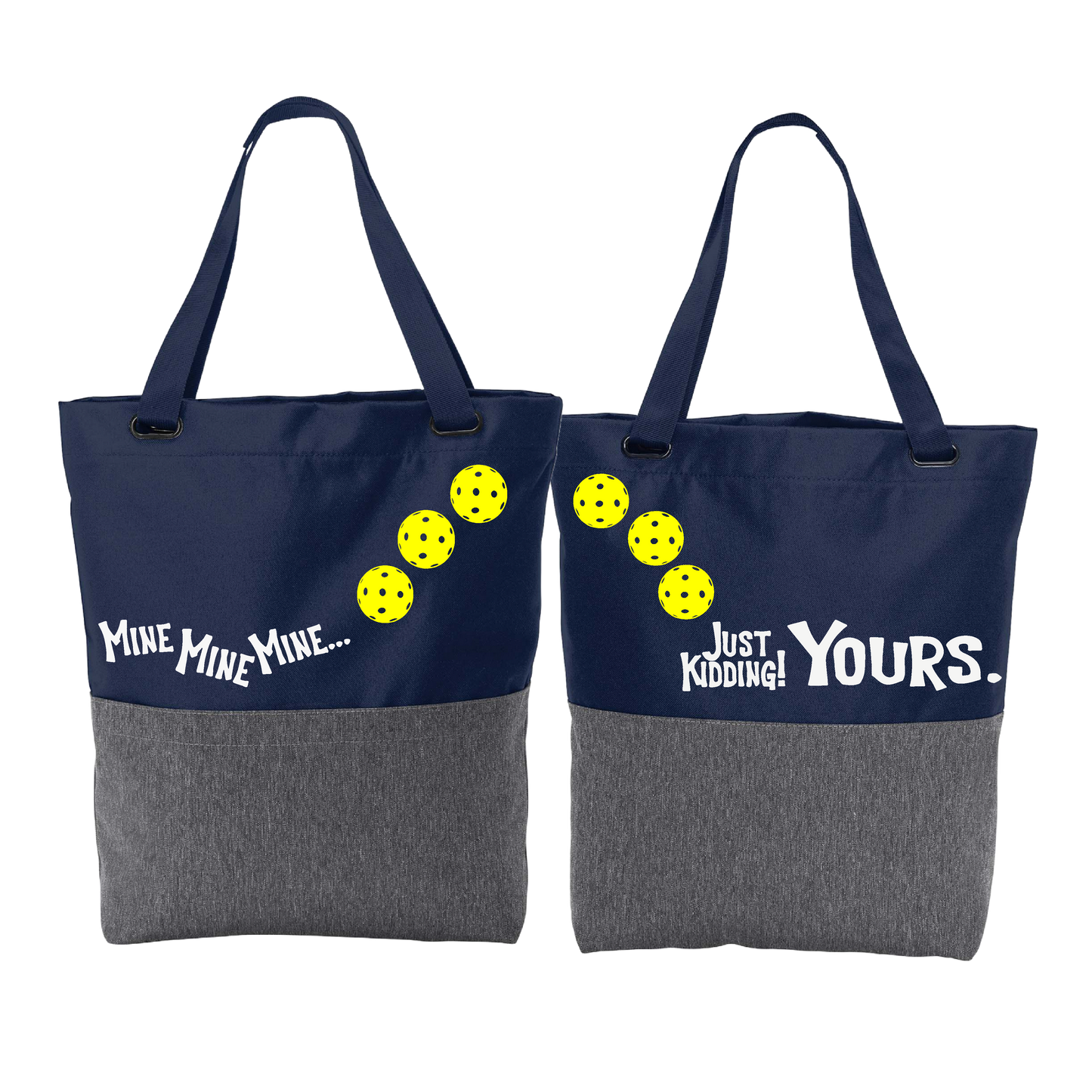 Mine JK Yours With Pickleballs (Customizable) | Pickleball Sports Convertible Tote Bag | Medium Size Court Tote Bag