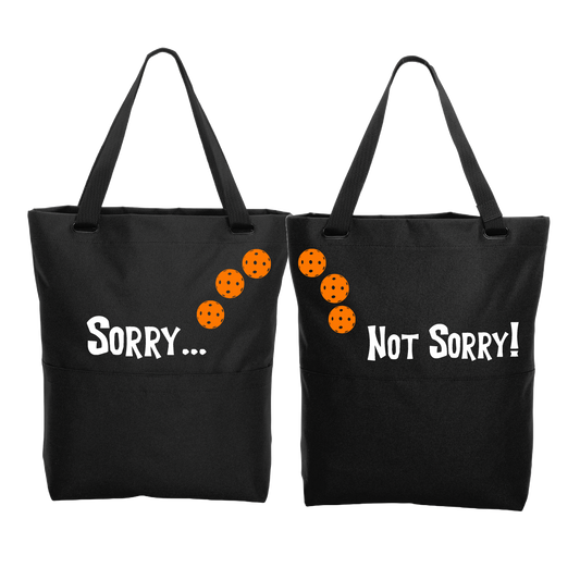 Sorry Not Sorry With Pickleballs (Customizable) | Pickleball Sports Convertible Tote Bag | Medium Size Court Tote Bag