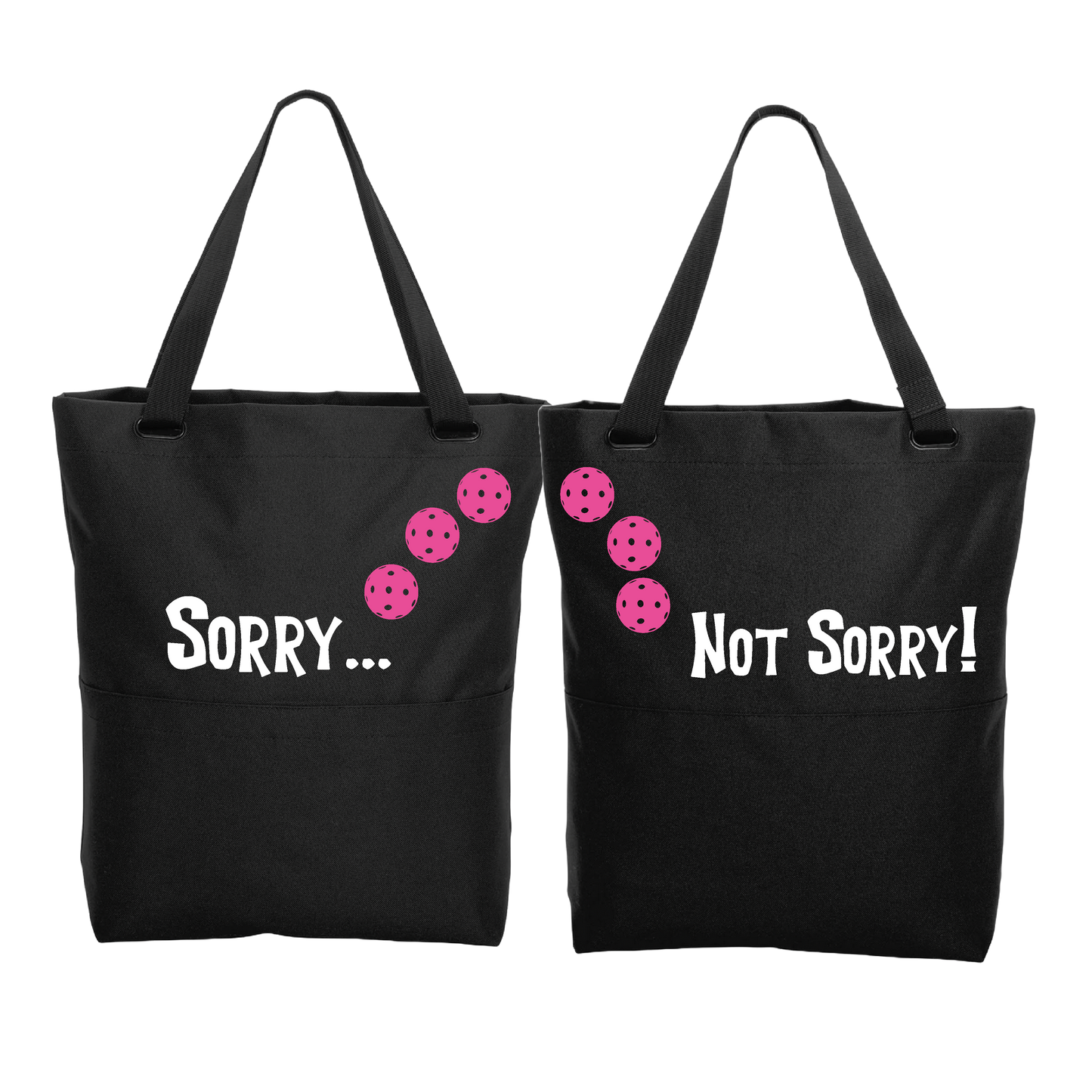 Sorry Not Sorry With Pickleballs (Customizable) | Pickleball Sports Convertible Tote Bag | Medium Size Court Tote Bag