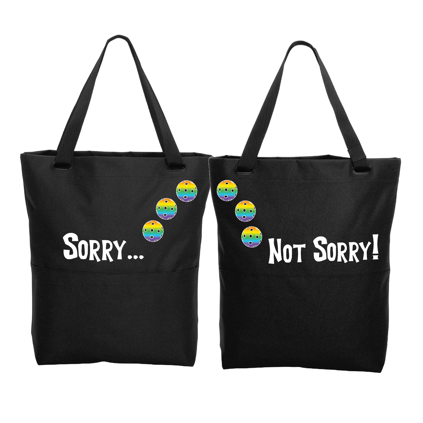 Sorry Not Sorry With Pickleballs (Customizable) | Pickleball Sports Convertible Tote Bag | Medium Size Court Tote Bag