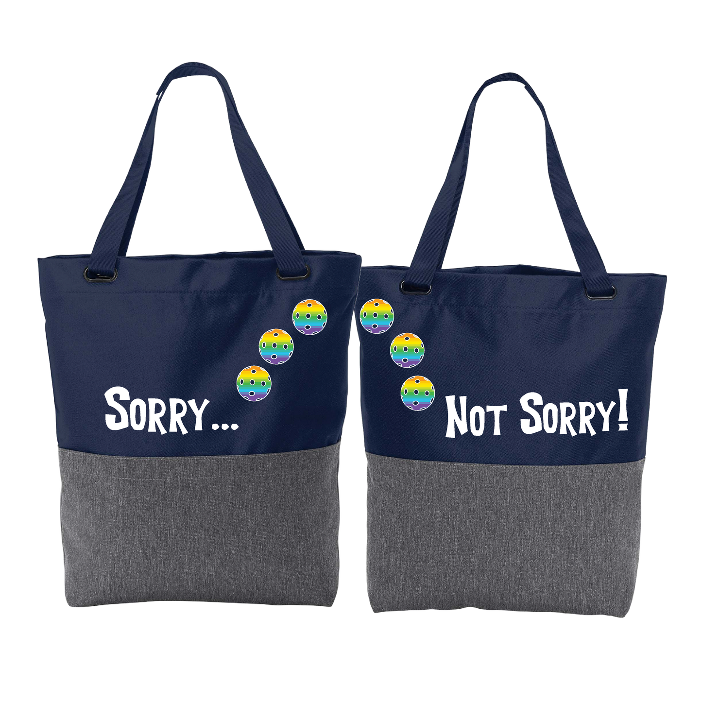 Sorry Not Sorry With Pickleballs (Customizable) | Pickleball Sports Convertible Tote Bag | Medium Size Court Tote Bag