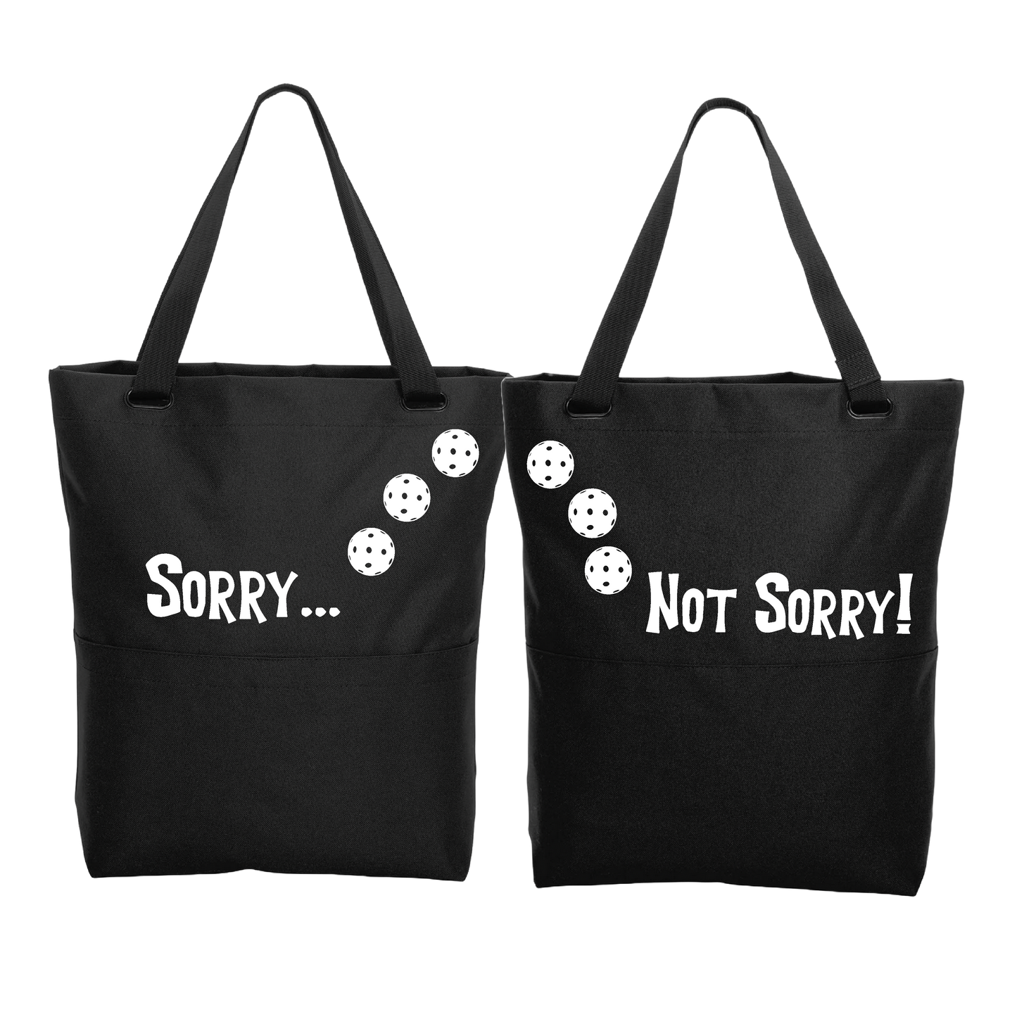 Sorry Not Sorry With Pickleballs (Customizable) | Pickleball Sports Convertible Tote Bag | Medium Size Court Tote Bag