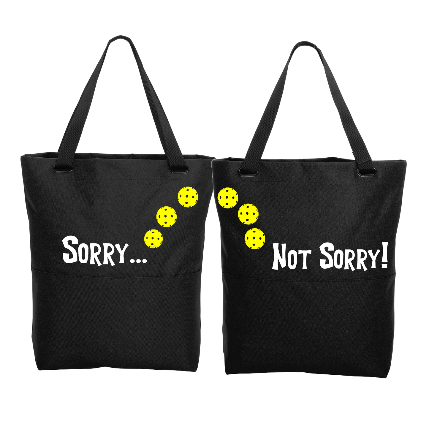 Sorry Not Sorry With Pickleballs (Customizable) | Pickleball Sports Convertible Tote Bag | Medium Size Court Tote Bag