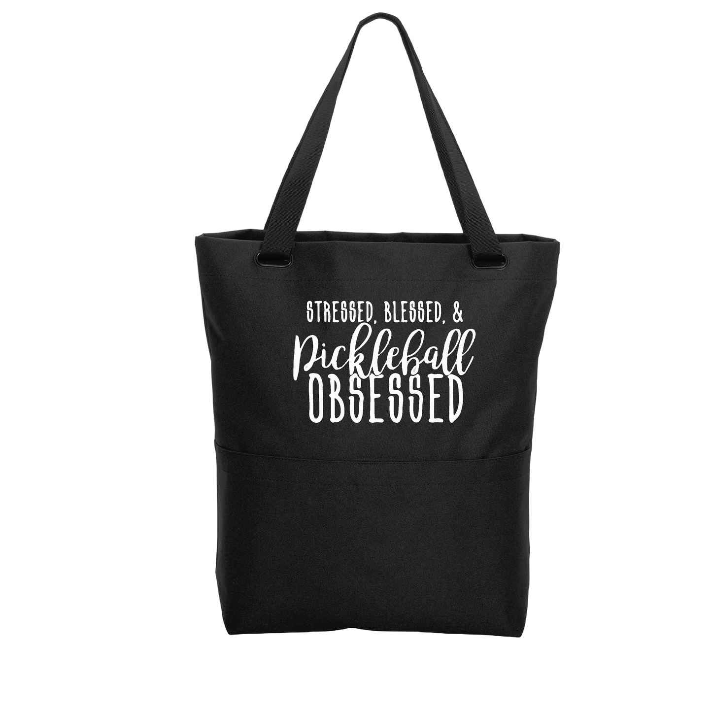 Stressed, Blessed, Pickleball Obsessed | Pickleball Sports Convertible Tote Bag | Medium Size Court Tote Bag