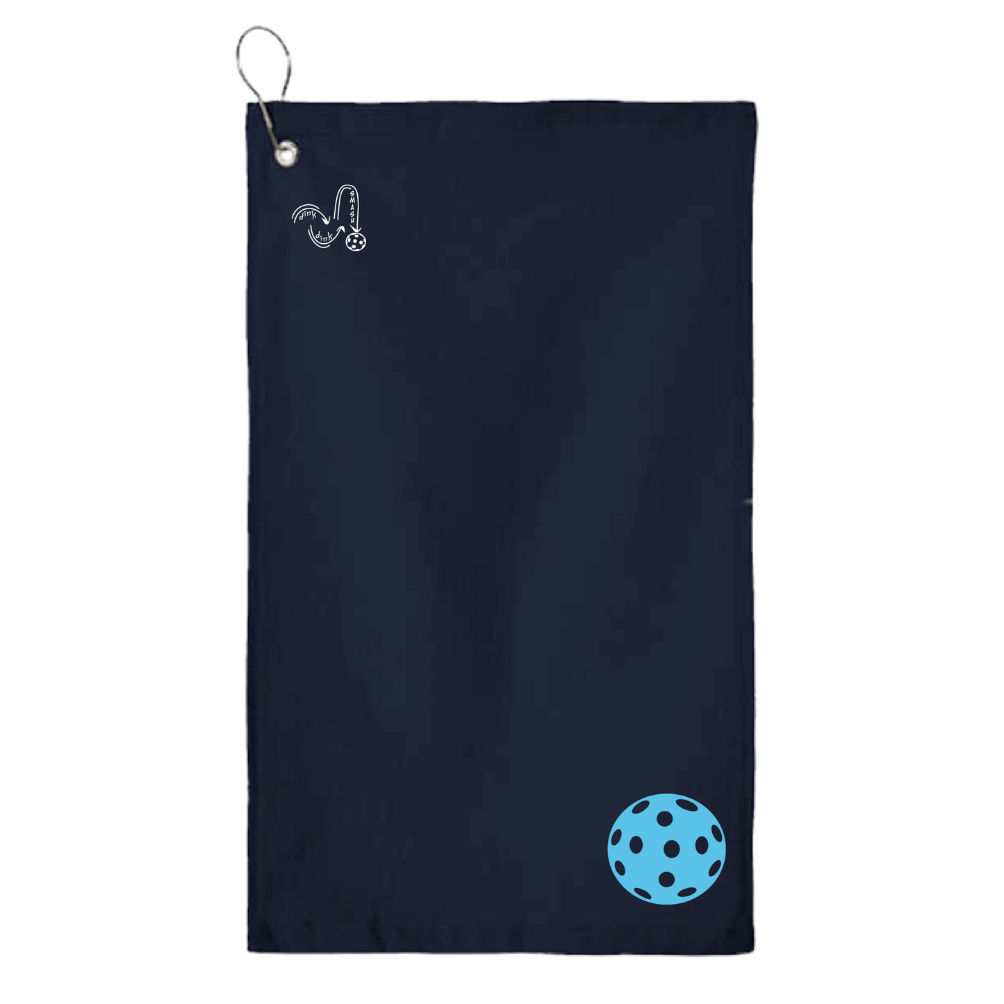 This pickleball towel is crafted with cotton terry velour for optimal performance. It features grommets, hooks, and hemmed edges for added durability. It's perfect for completing your pickleball gear, and an ideal gift for friends and tournaments. The towel is designed to be both absorbent and lightweight, so you can remain dry and comfortable while you play.
