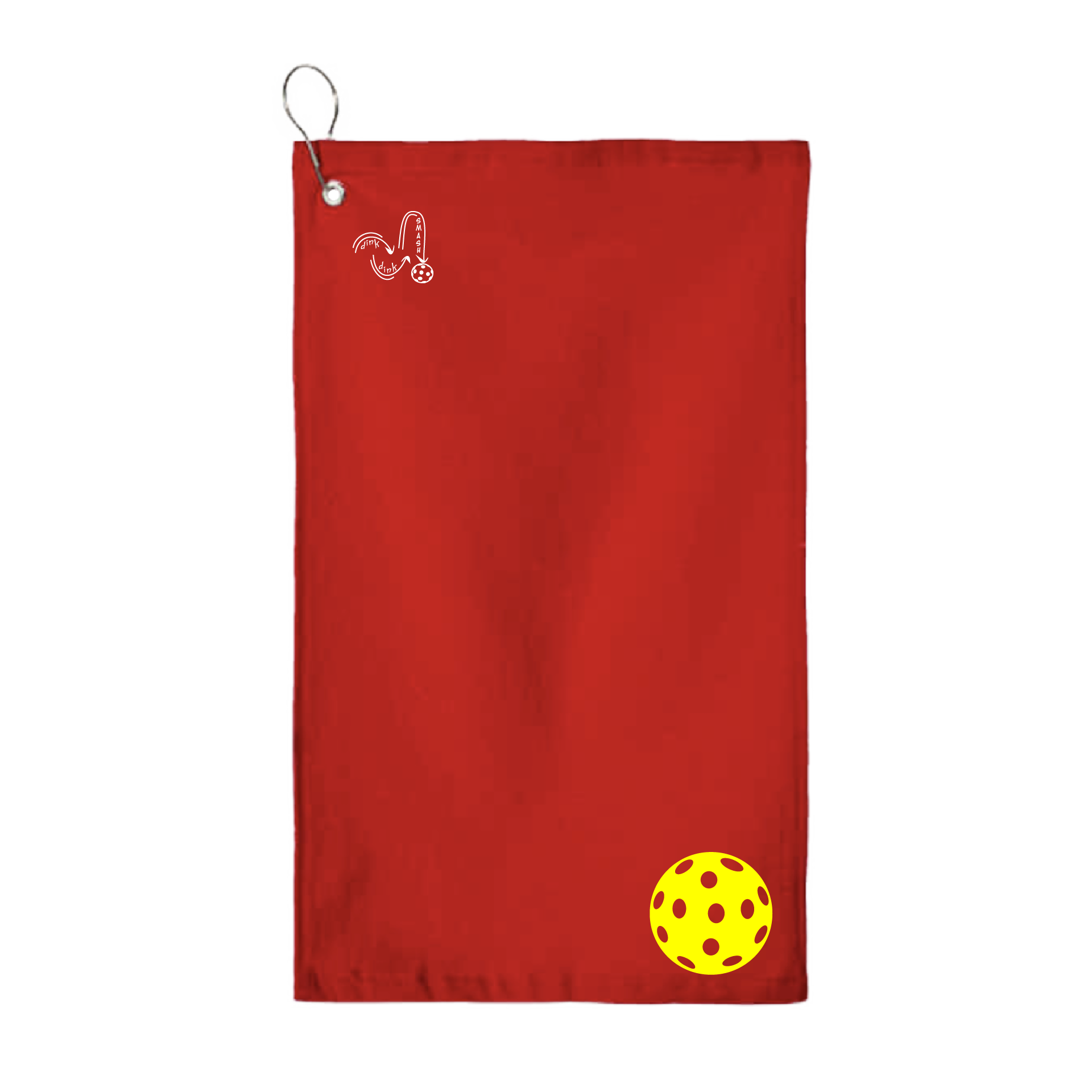 This pickleball towel is crafted with cotton terry velour for optimal performance. It features grommets, hooks, and hemmed edges for added durability. It's perfect for completing your pickleball gear, and an ideal gift for friends and tournaments. The towel is designed to be both absorbent and lightweight, so you can remain dry and comfortable while you play.