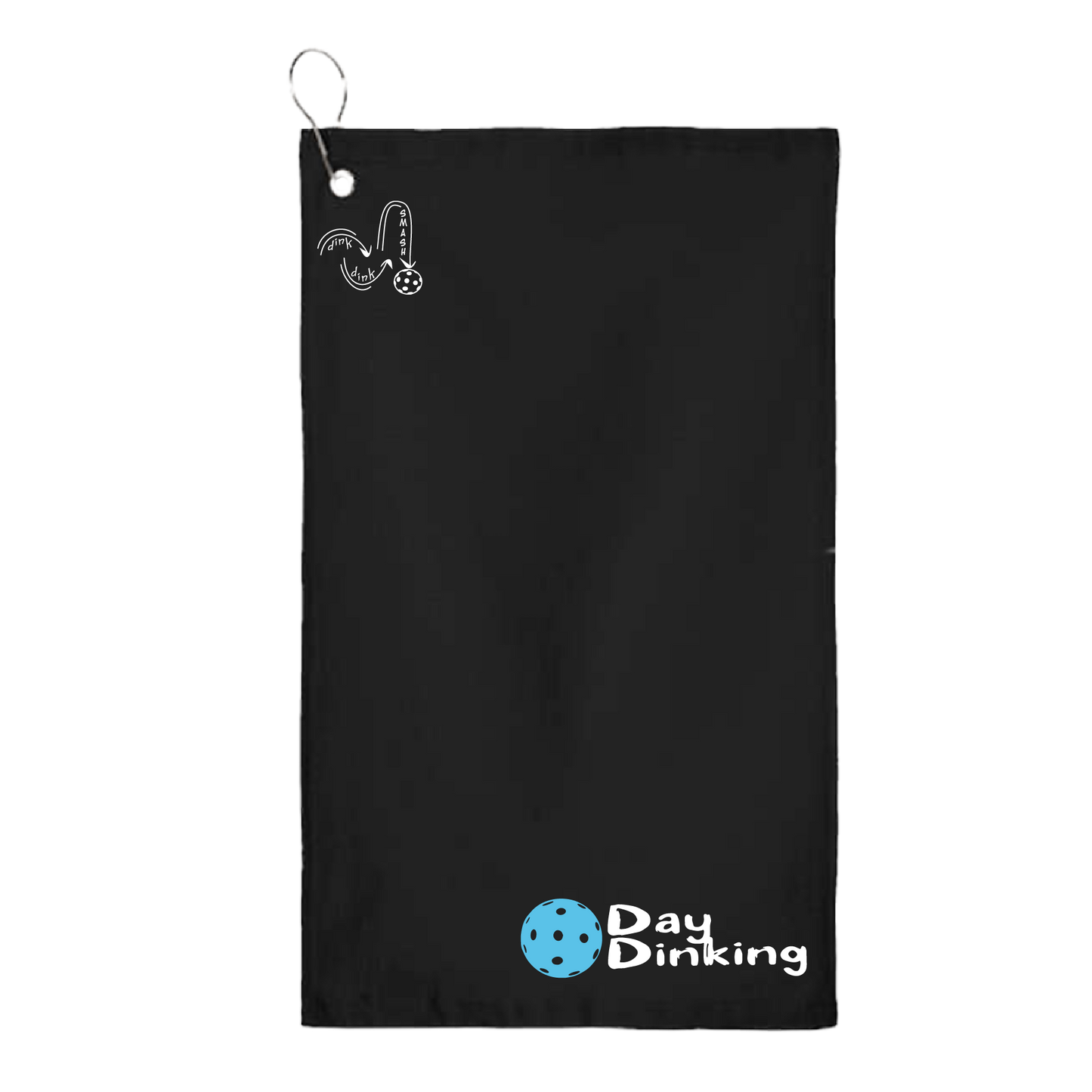 This Day Dinking pickleball towel is crafted with cotton terry velour for optimal performance. It features grommets, hooks, and hemmed edges for added durability. It's perfect for completing your pickleball gear, and an ideal gift for friends and tournaments. The towel is designed to be both absorbent and lightweight, so you can remain dry and comfortable while you play. Plus, its long-lasting power will keep it looking great and working well for many games to come.