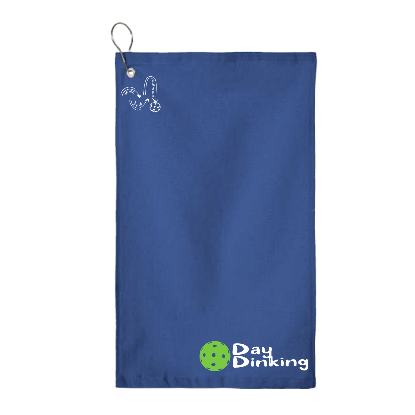 This Day Dinking pickleball towel is crafted with cotton terry velour for optimal performance. It features grommets, hooks, and hemmed edges for added durability. It's perfect for completing your pickleball gear, and an ideal gift for friends and tournaments. The towel is designed to be both absorbent and lightweight, so you can remain dry and comfortable while you play. Plus, its long-lasting power will keep it looking great and working well for many games to come.