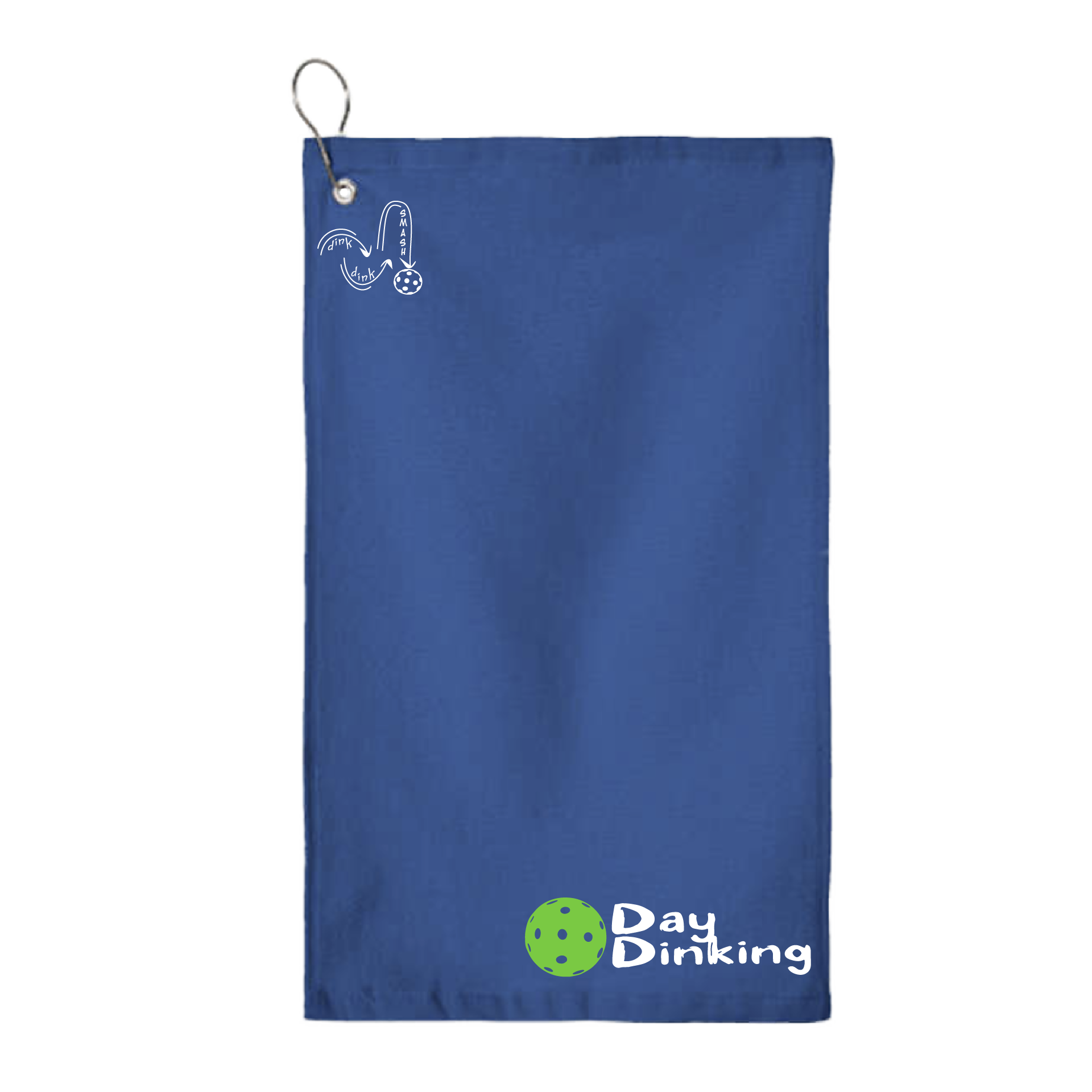 This Day Dinking pickleball towel is crafted with cotton terry velour for optimal performance. It features grommets, hooks, and hemmed edges for added durability. It's perfect for completing your pickleball gear, and an ideal gift for friends and tournaments. The towel is designed to be both absorbent and lightweight, so you can remain dry and comfortable while you play. Plus, its long-lasting power will keep it looking great and working well for many games to come.