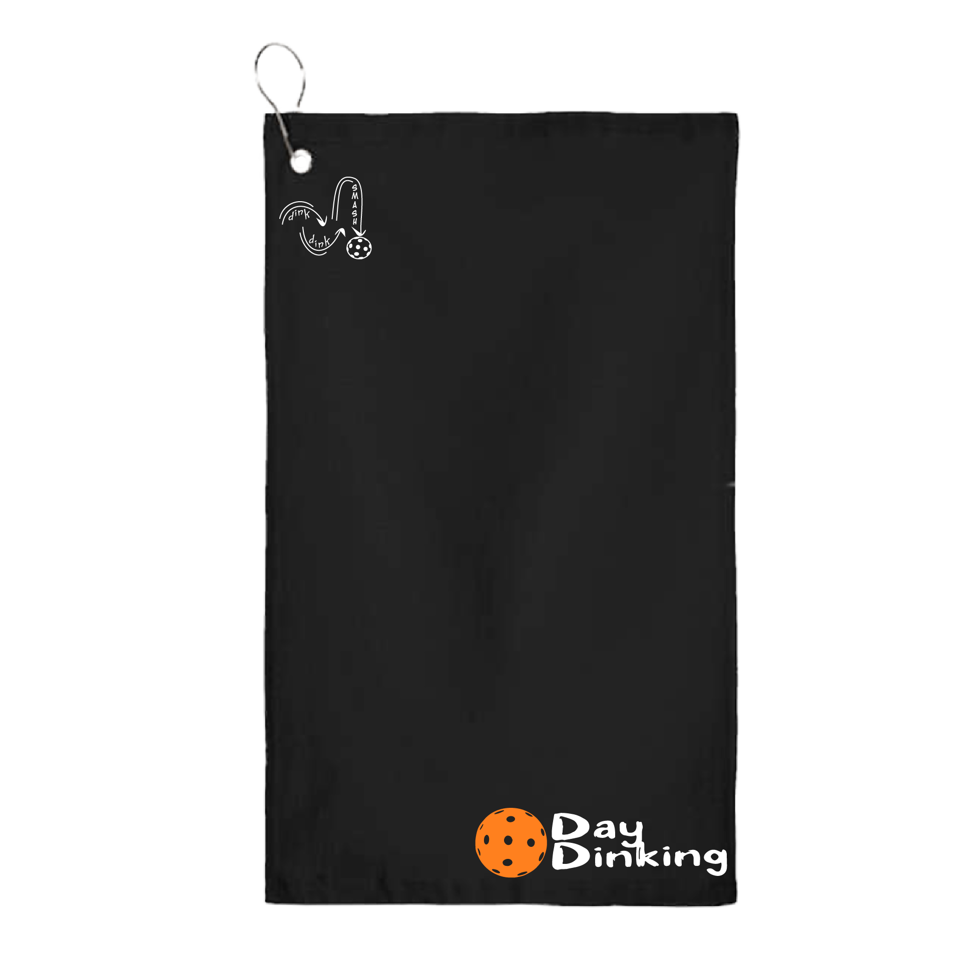 This Day Dinking pickleball towel is crafted with cotton terry velour for optimal performance. It features grommets, hooks, and hemmed edges for added durability. It's perfect for completing your pickleball gear, and an ideal gift for friends and tournaments. The towel is designed to be both absorbent and lightweight, so you can remain dry and comfortable while you play. Plus, its long-lasting power will keep it looking great and working well for many games to come.