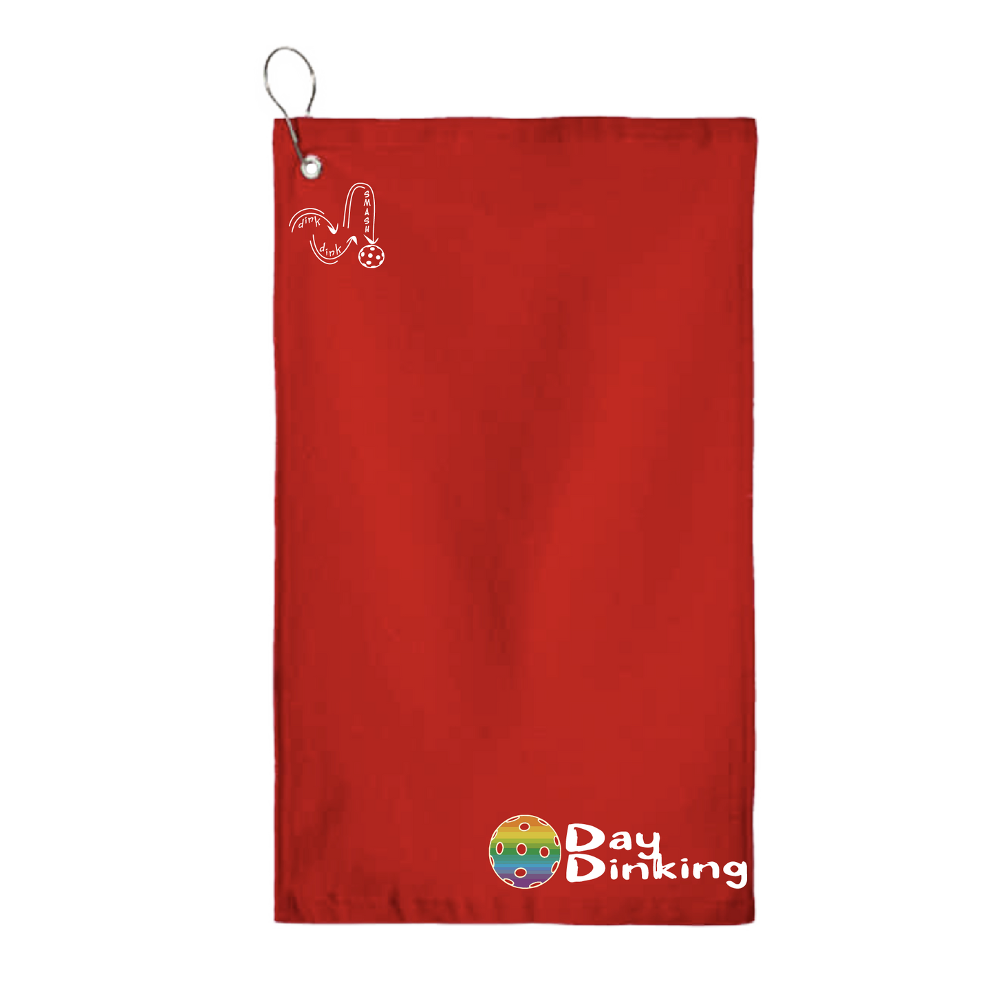 This Day Dinking pickleball towel is crafted with cotton terry velour for optimal performance. It features grommets, hooks, and hemmed edges for added durability. It's perfect for completing your pickleball gear, and an ideal gift for friends and tournaments. The towel is designed to be both absorbent and lightweight, so you can remain dry and comfortable while you play. Plus, its long-lasting power will keep it looking great and working well for many games to come.