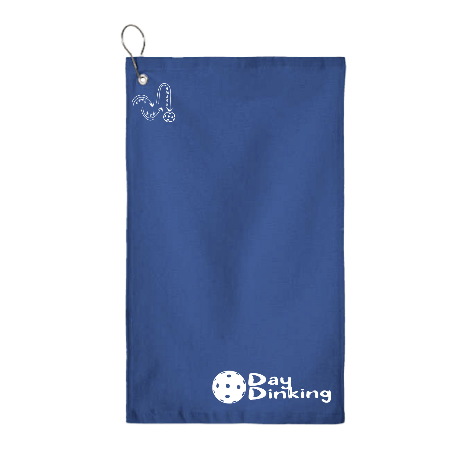 This Day Dinking pickleball towel is crafted with cotton terry velour for optimal performance. It features grommets, hooks, and hemmed edges for added durability. It's perfect for completing your pickleball gear, and an ideal gift for friends and tournaments. The towel is designed to be both absorbent and lightweight, so you can remain dry and comfortable while you play. Plus, its long-lasting power will keep it looking great and working well for many games to come.