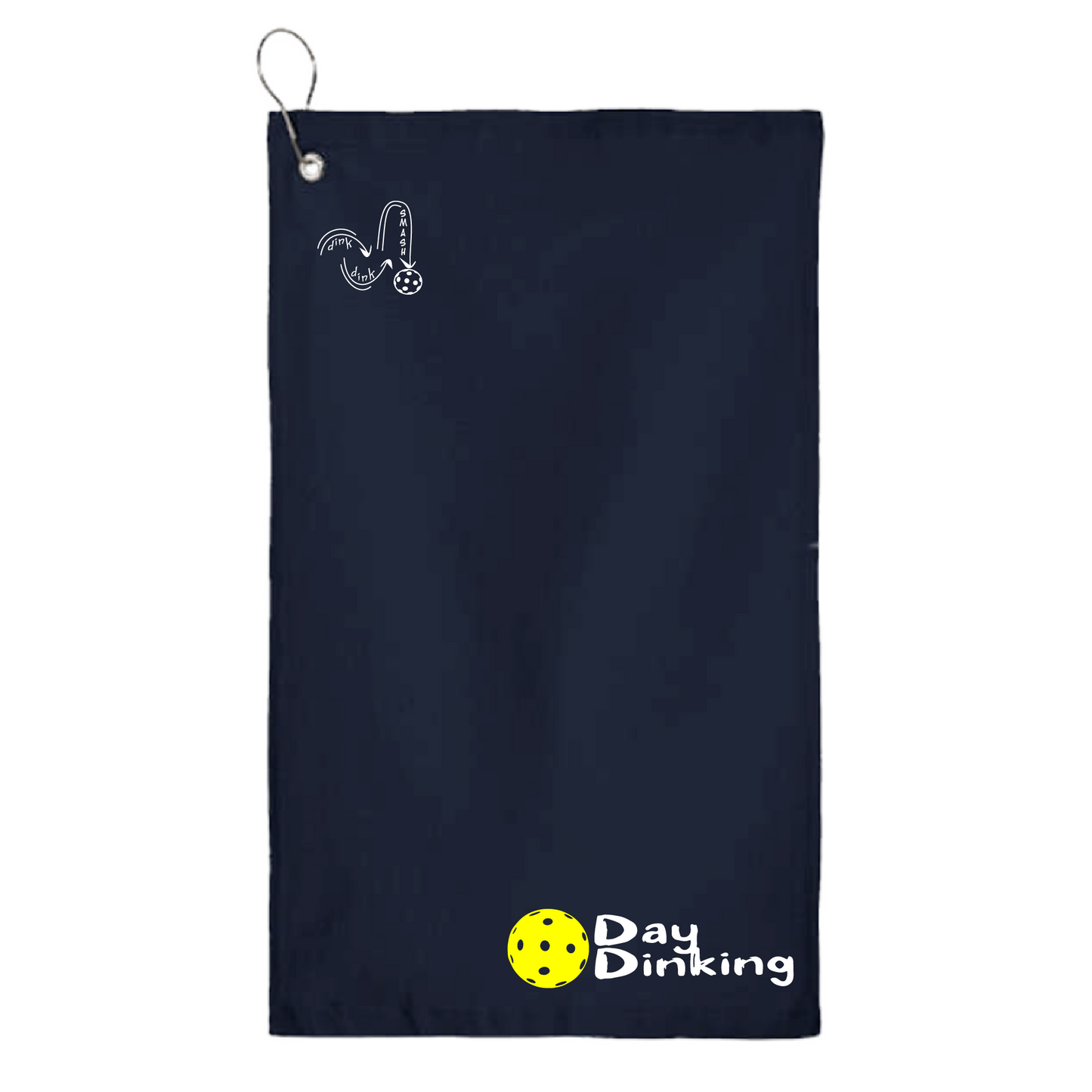 This Day Dinking pickleball towel is crafted with cotton terry velour for optimal performance. It features grommets, hooks, and hemmed edges for added durability. It's perfect for completing your pickleball gear, and an ideal gift for friends and tournaments. The towel is designed to be both absorbent and lightweight, so you can remain dry and comfortable while you play. Plus, its long-lasting power will keep it looking great and working well for many games to come.