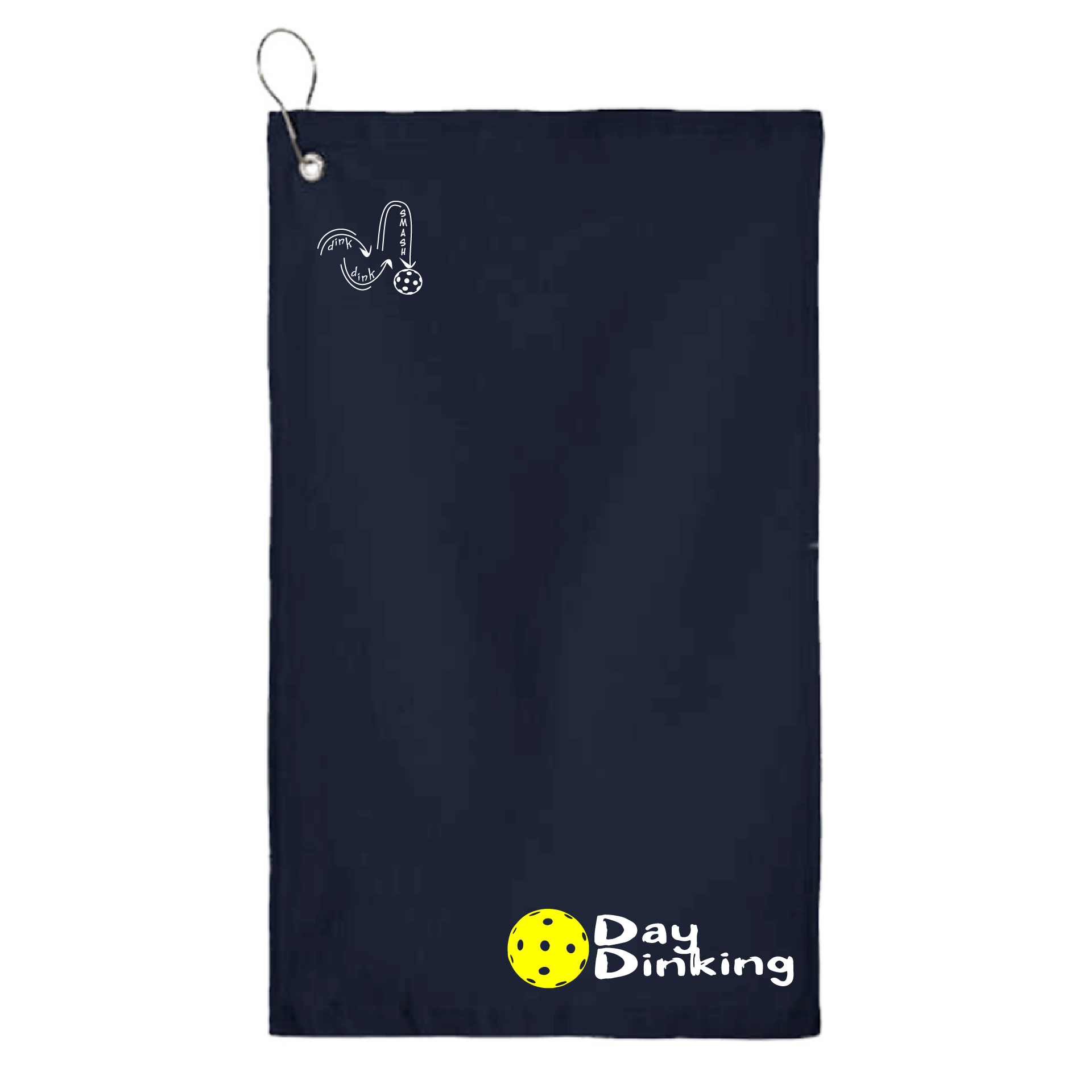 This Day Dinking pickleball towel is crafted with cotton terry velour for optimal performance. It features grommets, hooks, and hemmed edges for added durability. It's perfect for completing your pickleball gear, and an ideal gift for friends and tournaments. The towel is designed to be both absorbent and lightweight, so you can remain dry and comfortable while you play. Plus, its long-lasting power will keep it looking great and working well for many games to come.