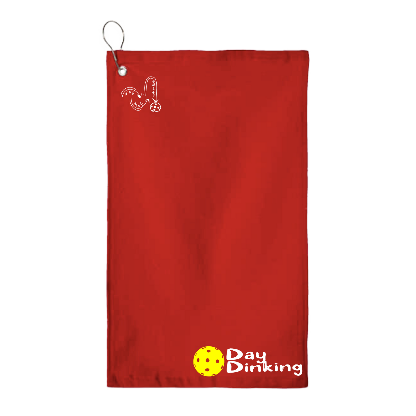 This Day Dinking pickleball towel is crafted with cotton terry velour for optimal performance. It features grommets, hooks, and hemmed edges for added durability. It's perfect for completing your pickleball gear, and an ideal gift for friends and tournaments. The towel is designed to be both absorbent and lightweight, so you can remain dry and comfortable while you play. Plus, its long-lasting power will keep it looking great and working well for many games to come.