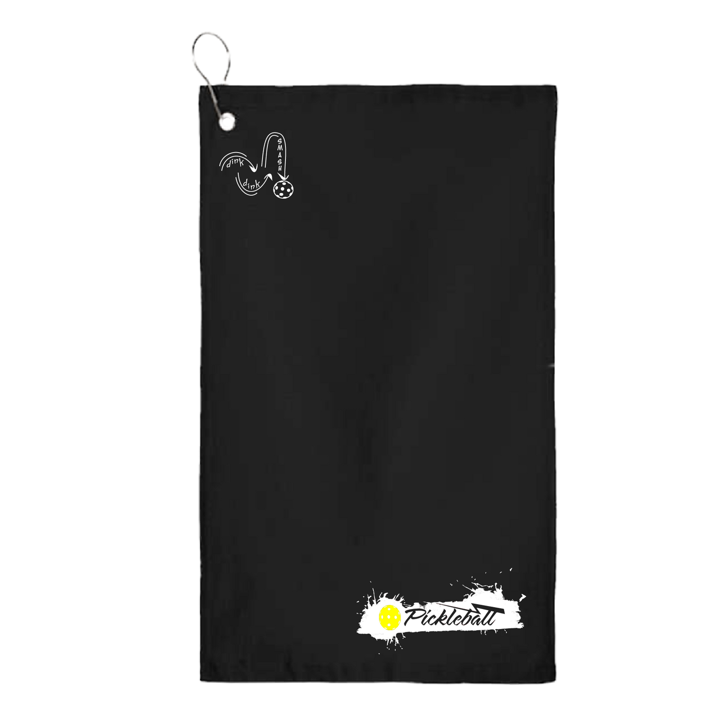 This pickleball towel is crafted with cotton terry velour for optimal performance. It features grommets, hooks, and hemmed edges for added durability. It's perfect for completing your pickleball gear, and an ideal gift for friends and tournaments. The towel is designed to be both absorbent and lightweight, so you can remain dry and comfortable while you play.