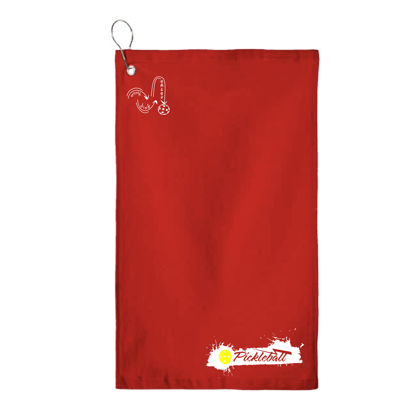 This pickleball towel is crafted with cotton terry velour for optimal performance. It features grommets, hooks, and hemmed edges for added durability. It's perfect for completing your pickleball gear, and an ideal gift for friends and tournaments. The towel is designed to be both absorbent and lightweight, so you can remain dry and comfortable while you play.