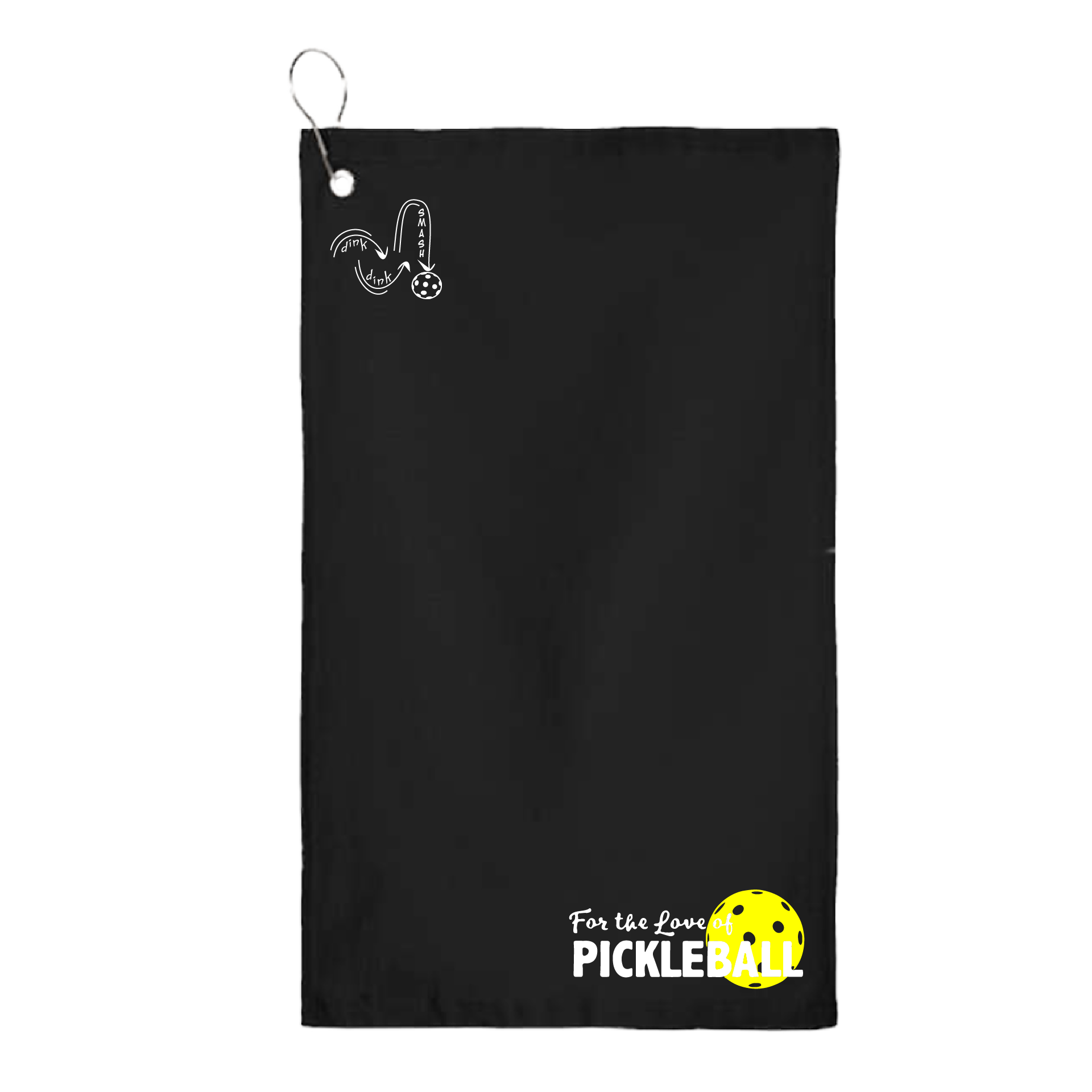 This For the Love of Pickleball towel is crafted with cotton terry velour for optimal performance. It features grommets, hooks, and hemmed edges for added durability. It's perfect for completing your pickleball gear, and an ideal gift for friends and tournaments. The towel is designed to be both absorbent and lightweight, so you can remain dry and comfortable while you play. 